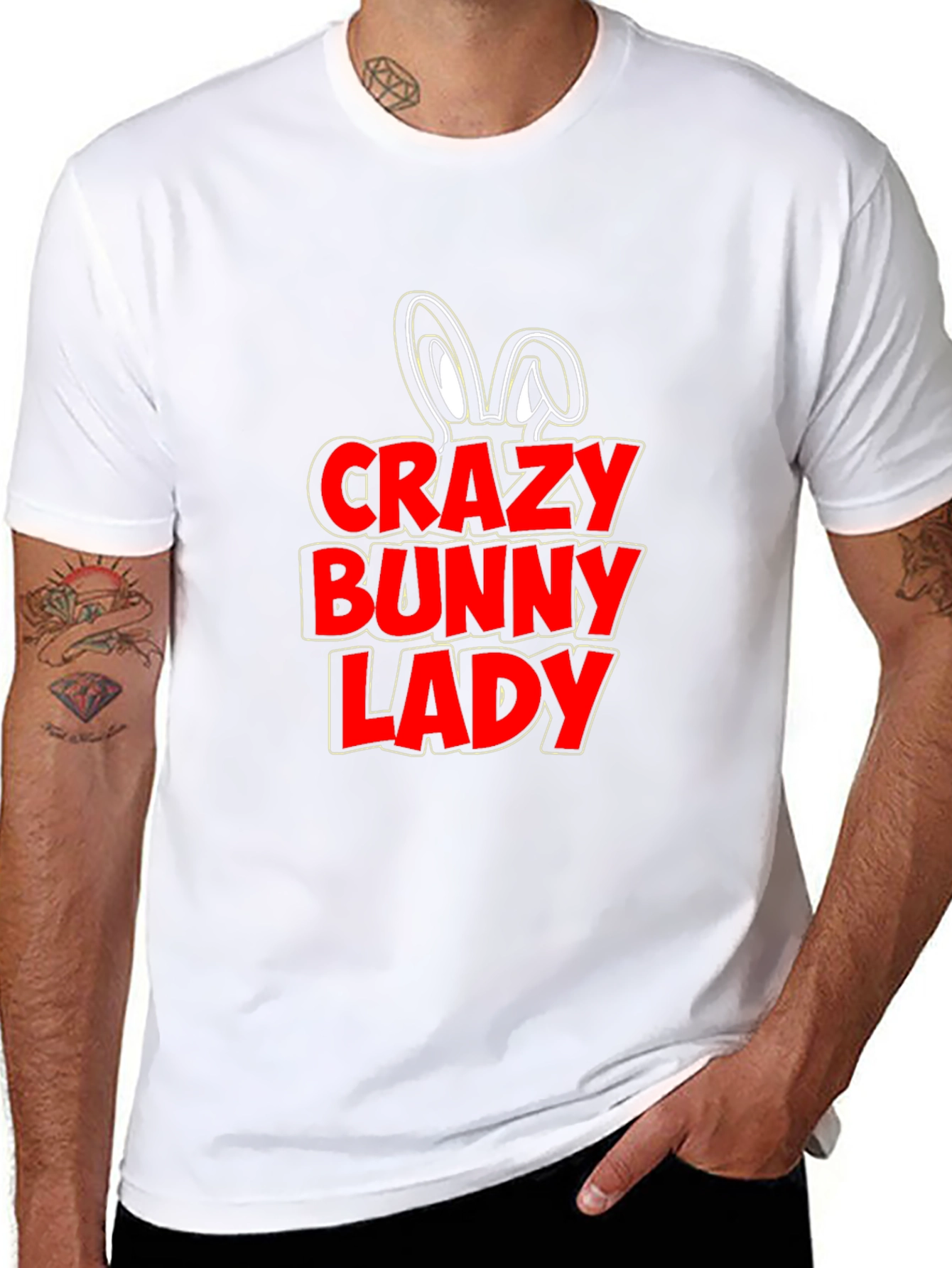 Crazy Bunny Lady T-Shirt - Novelty Graphic Tee