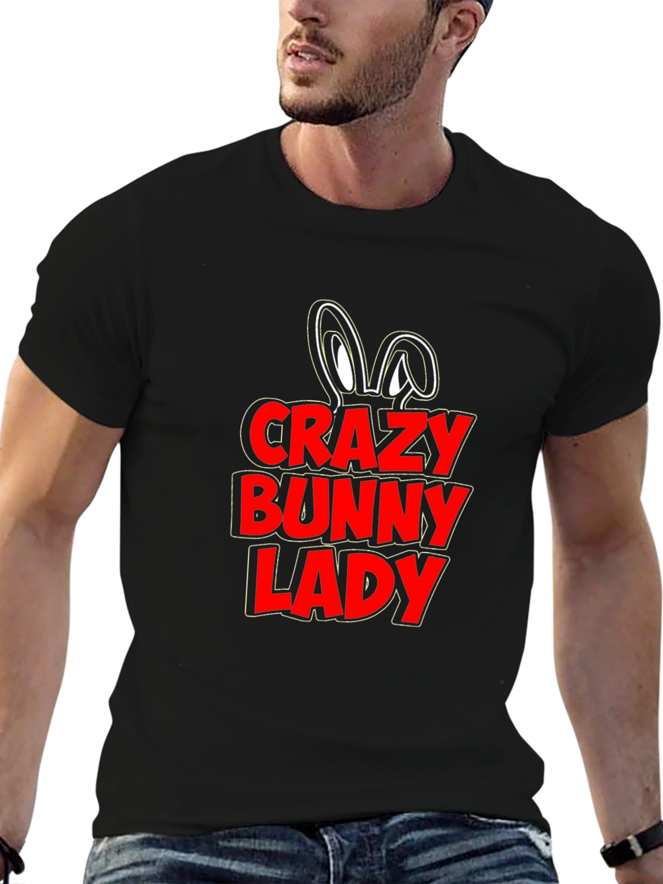 Crazy Bunny Lady T-Shirt - Novelty Graphic Tee