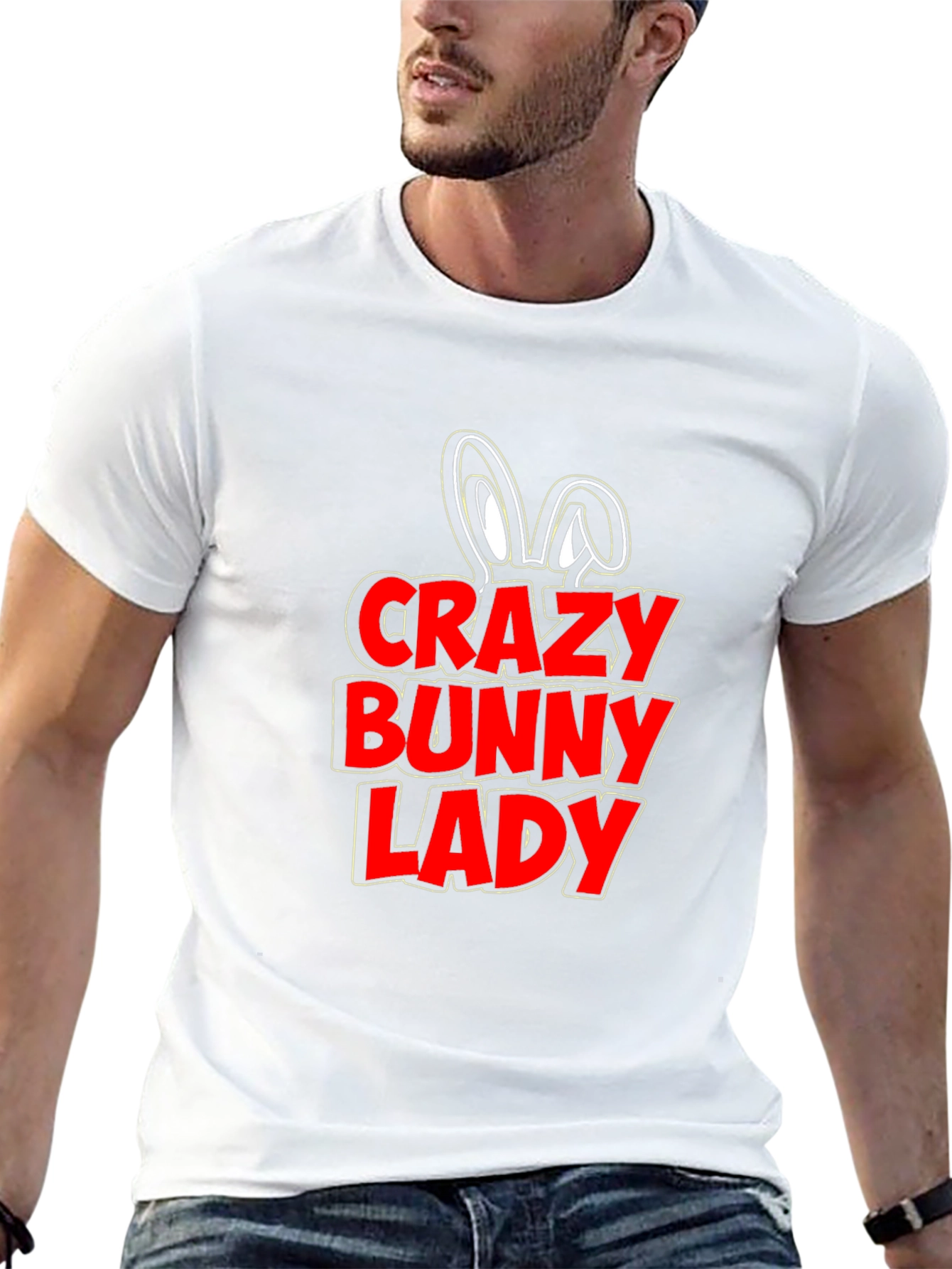 Crazy Bunny Lady T-Shirt - Novelty Graphic Tee
