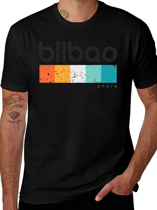 Bilbao Spain Graphic T-Shirt - Mens Black Crew Neck Tee