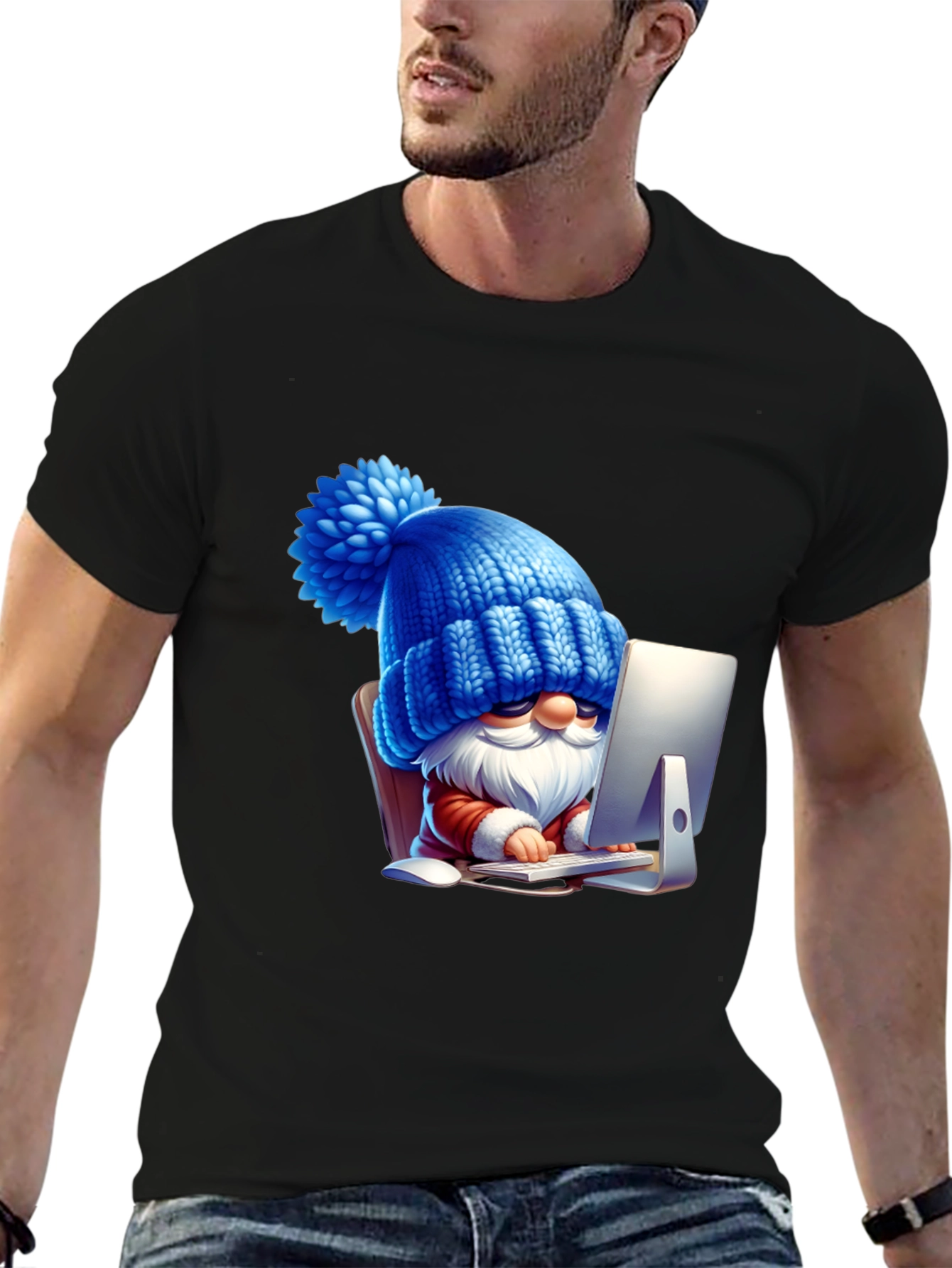 Funny Gnome Black T-Shirt
