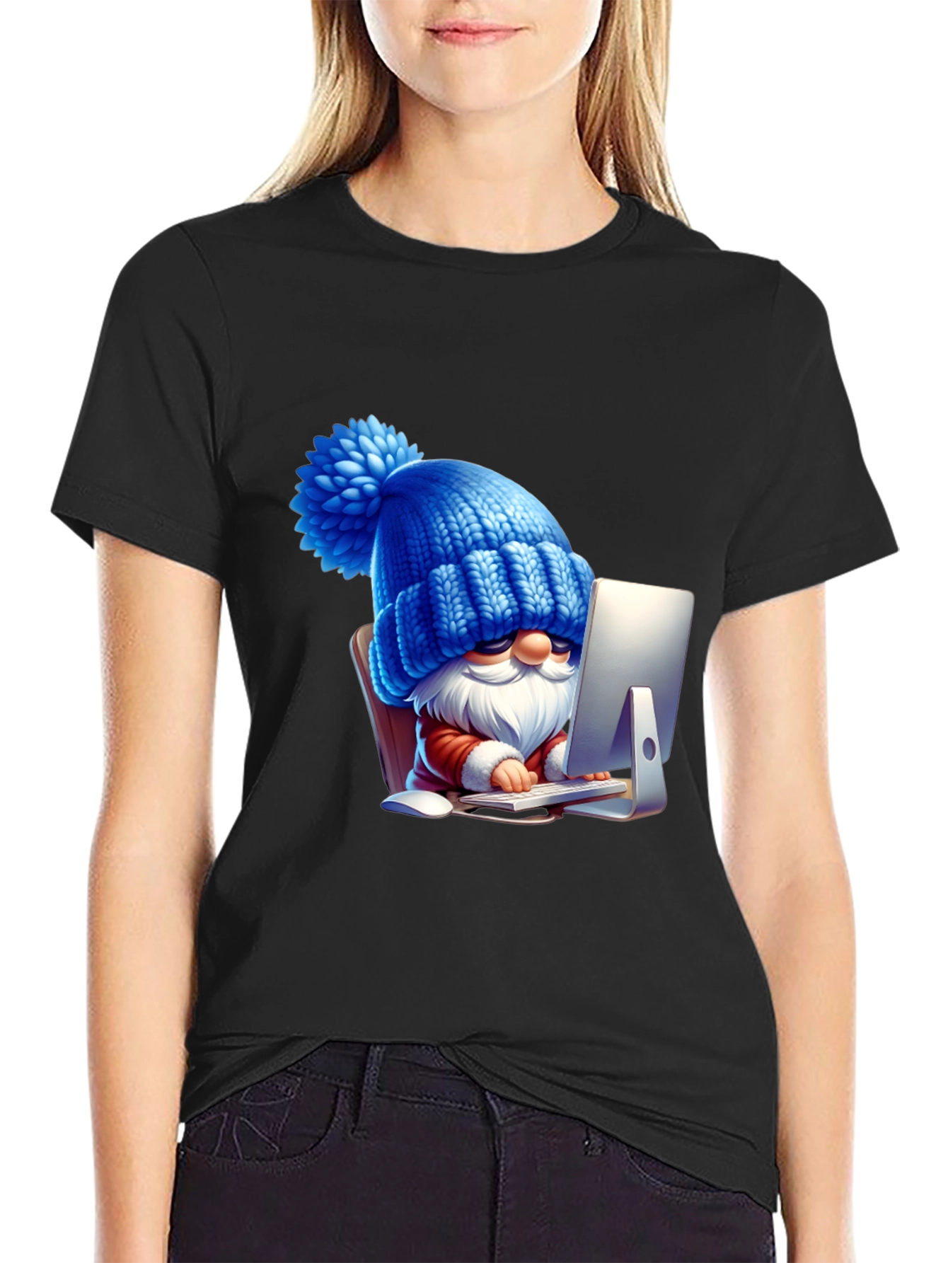 Funny Gnome Black T-Shirt