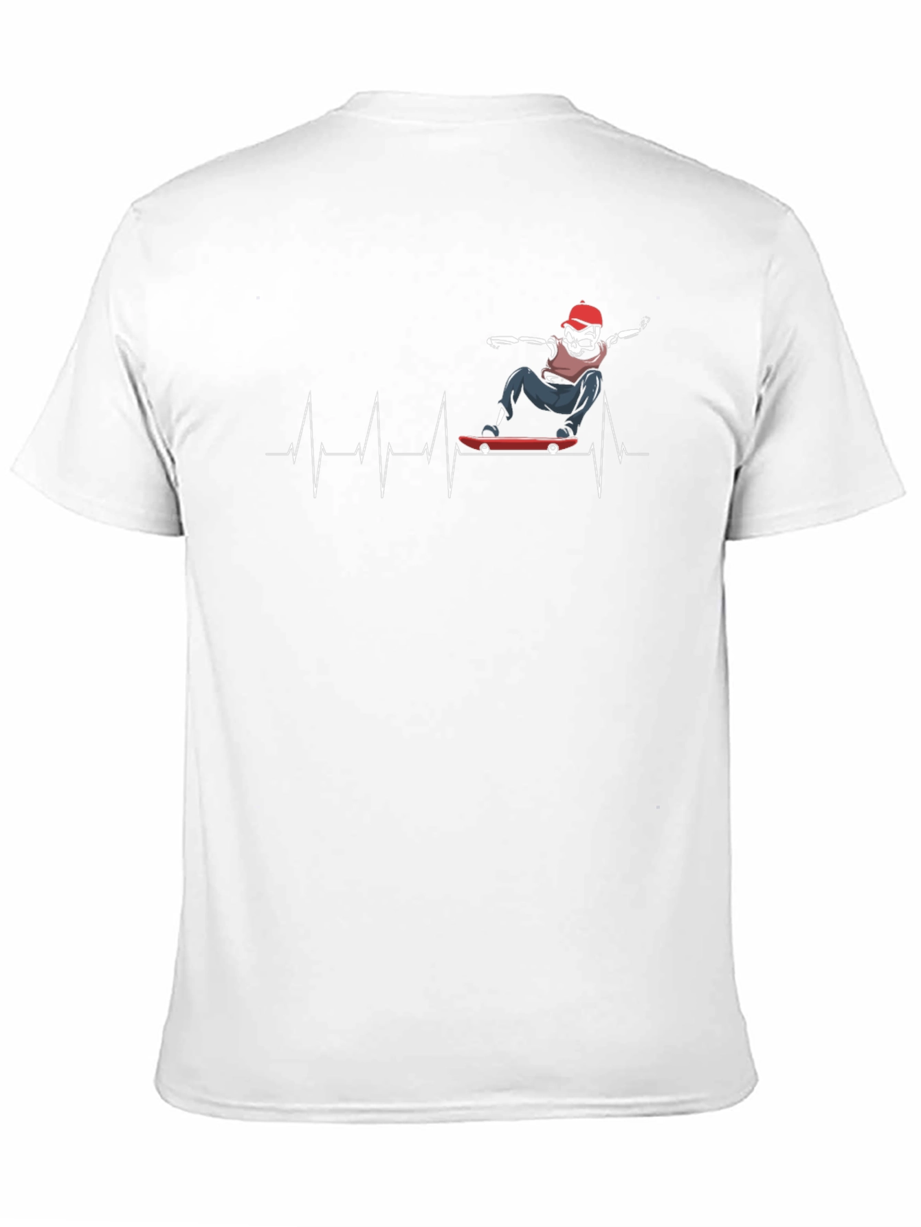 Skateboarding Skeleton Heartbeat Graphic Tee