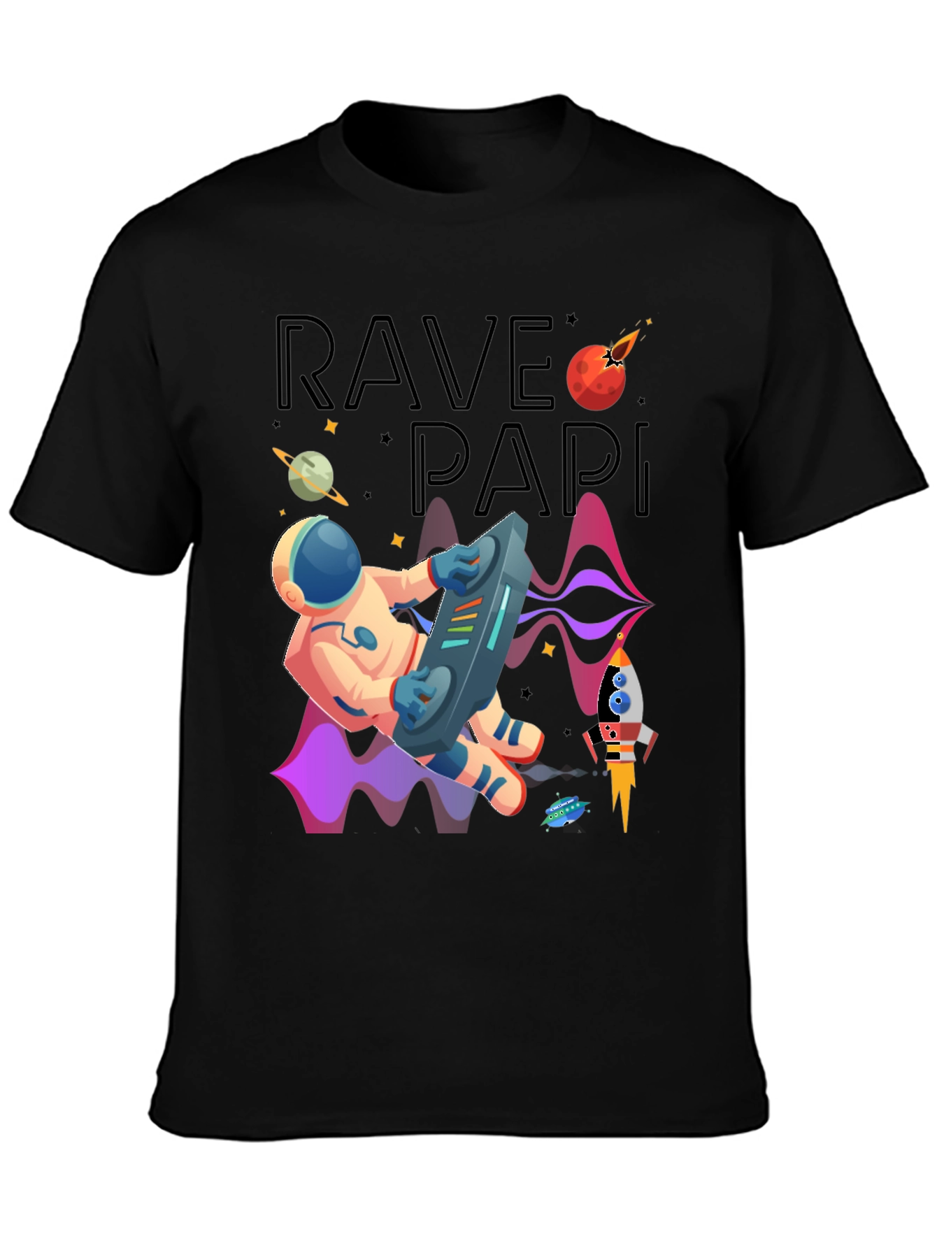 Rave Papi Astronaut Graphic Tee - Space DJ T-Shirt