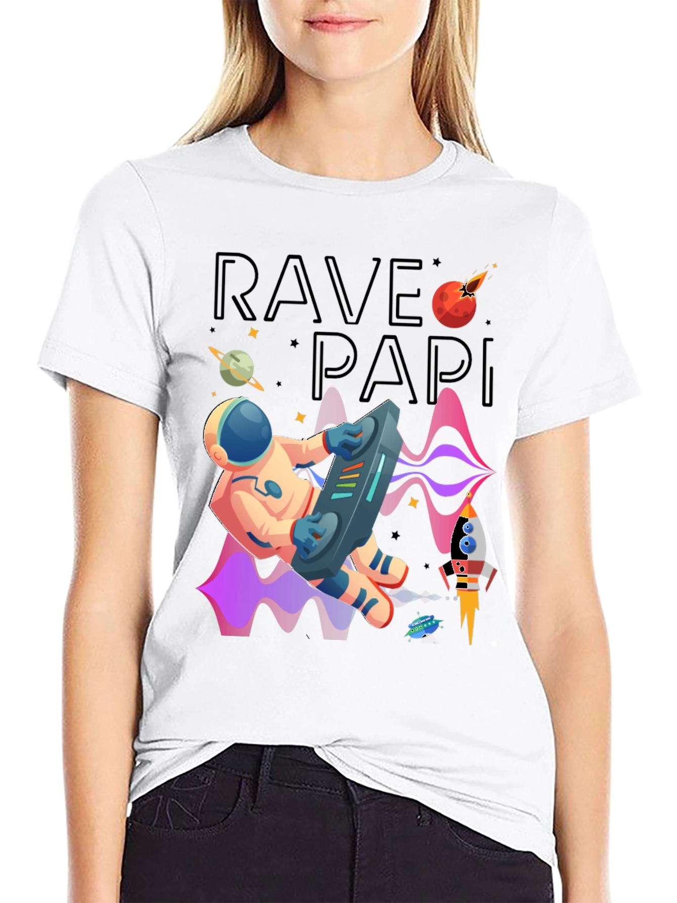 Rave Papi Astronaut Graphic Tee - Space DJ T-Shirt
