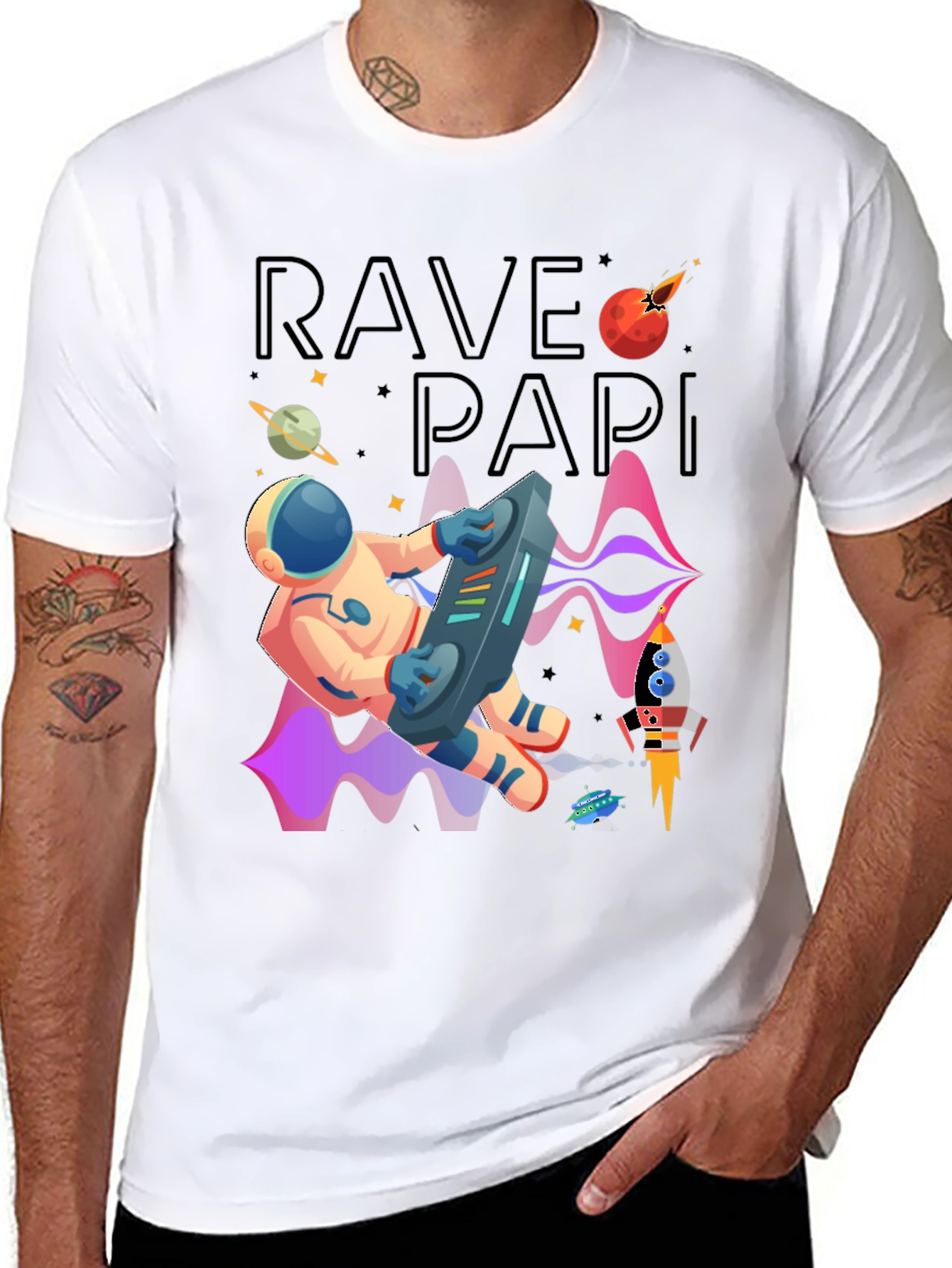 Rave Papi Astronaut Graphic Tee - Space DJ T-Shirt