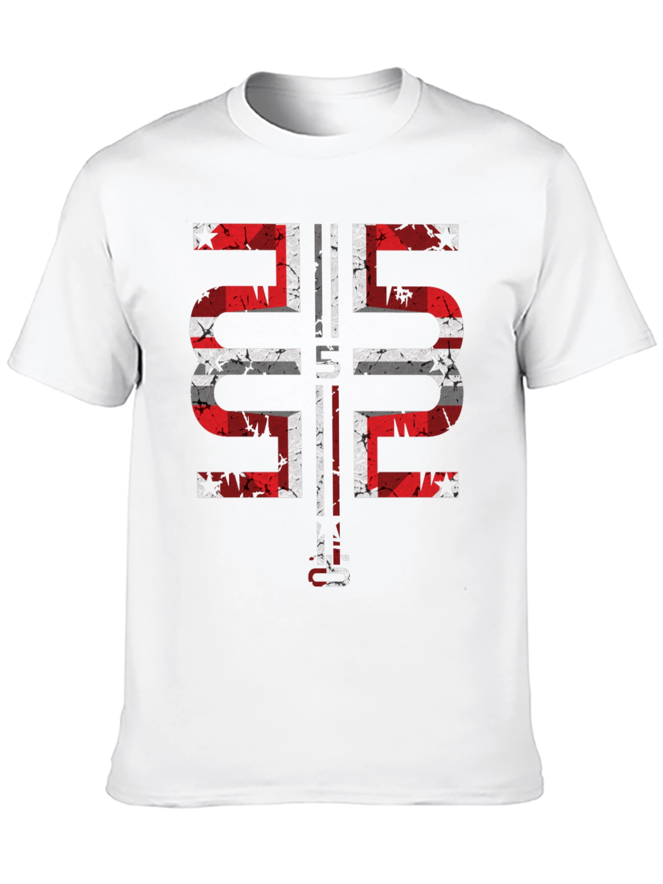 Distressed Flag Graphic Black T-Shirt