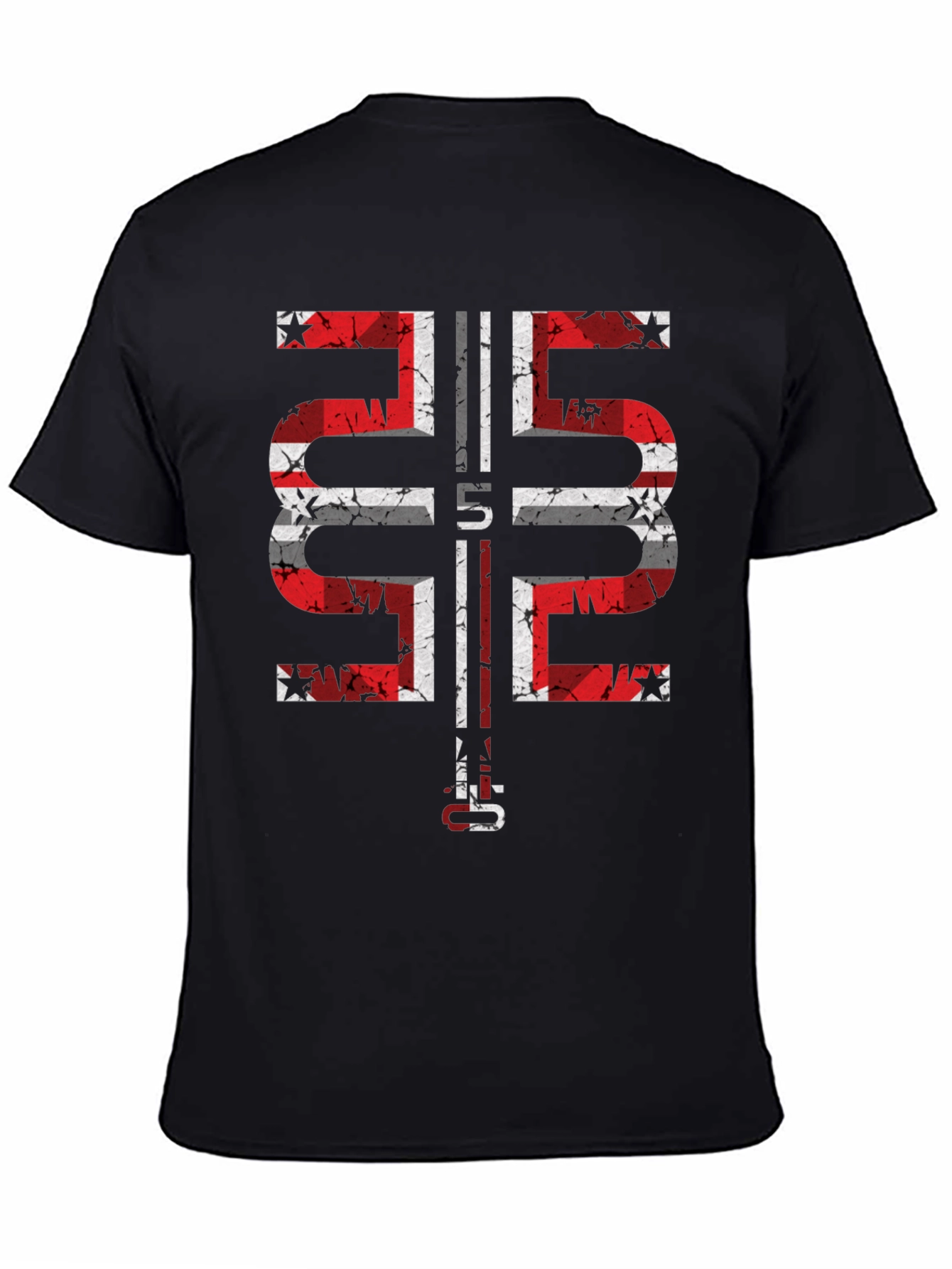 Distressed Flag Graphic Black T-Shirt