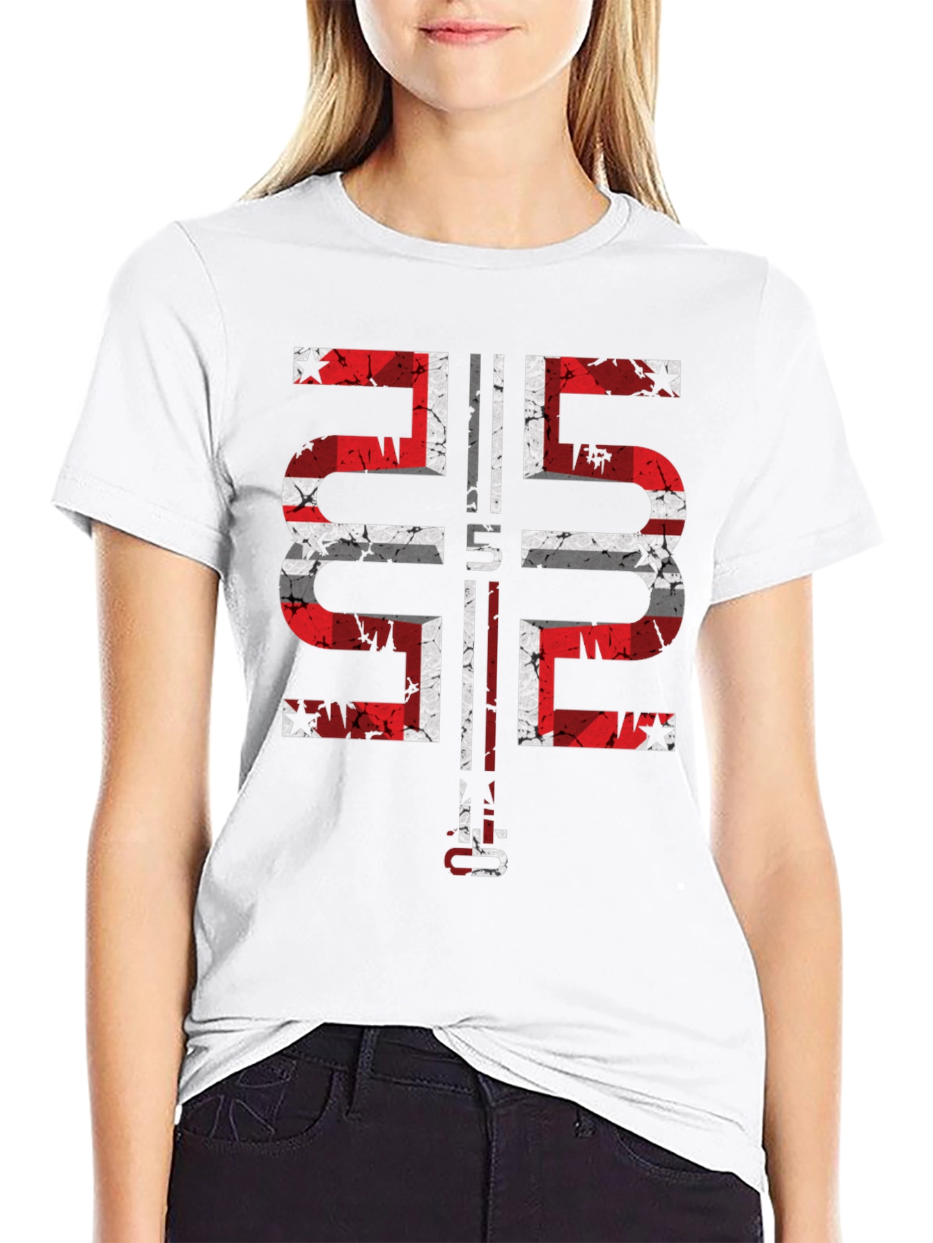 Distressed Flag Graphic Black T-Shirt