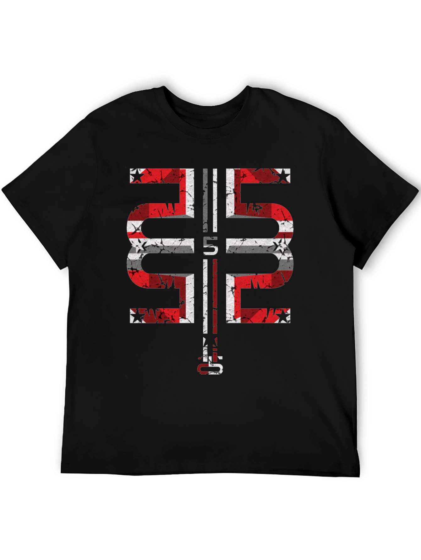 Distressed Flag Graphic Black T-Shirt