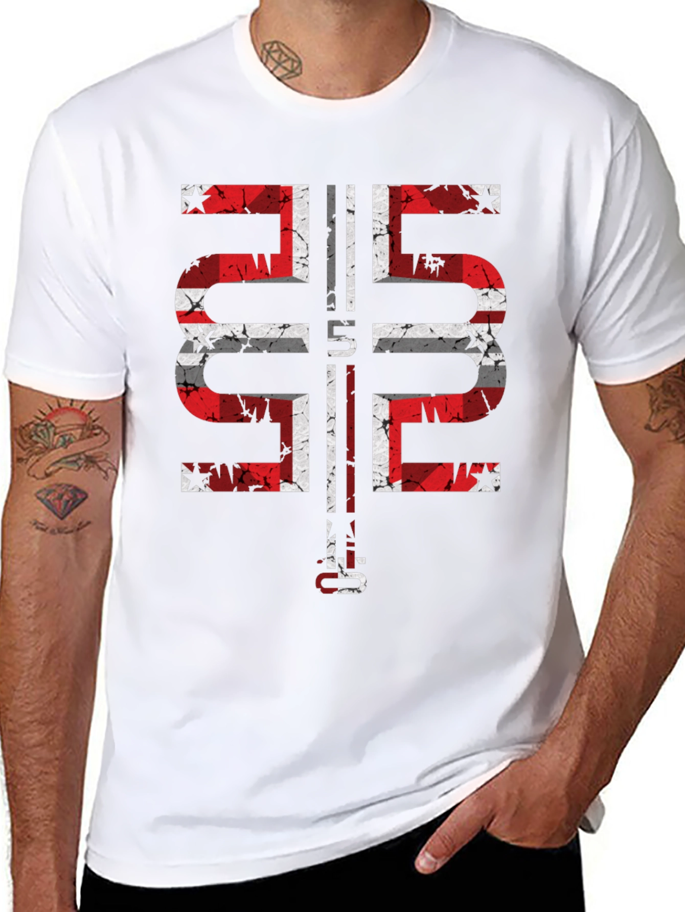Distressed Flag Graphic Black T-Shirt