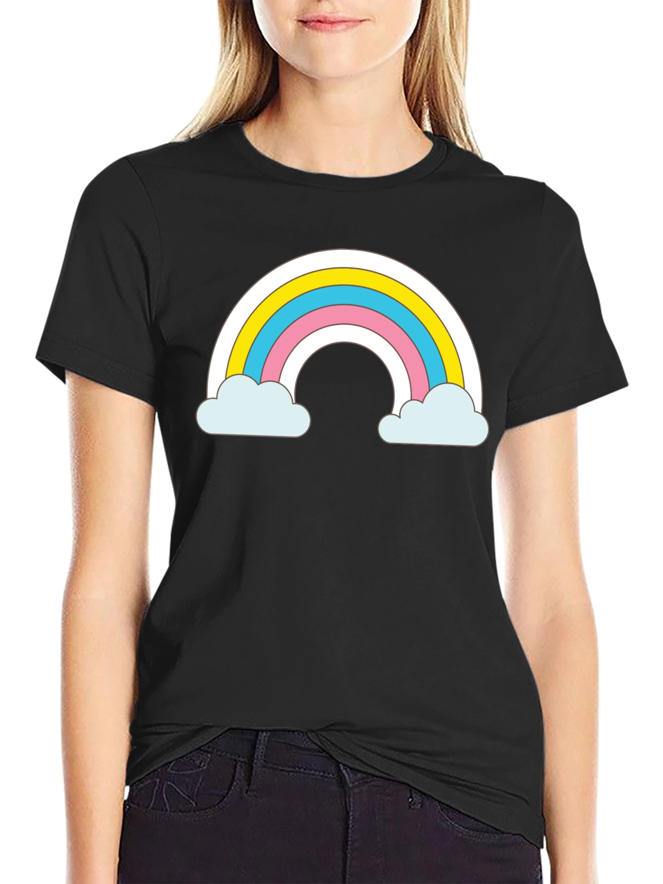 Rainbow Cloud T-Shirt - Cute and Trendy Black Tee