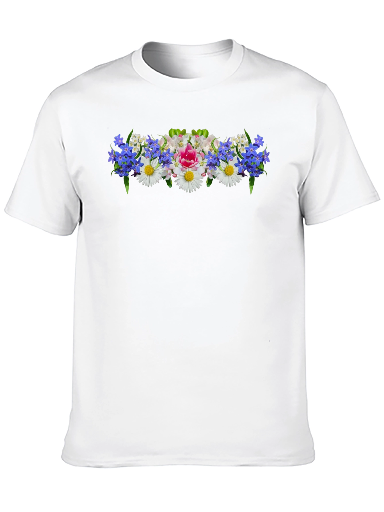 Floral T-Shirt - Black Crew Neck Tee