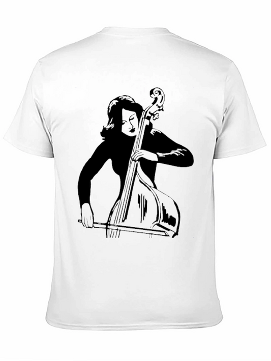 Black T-Shirt with Double Bass Design