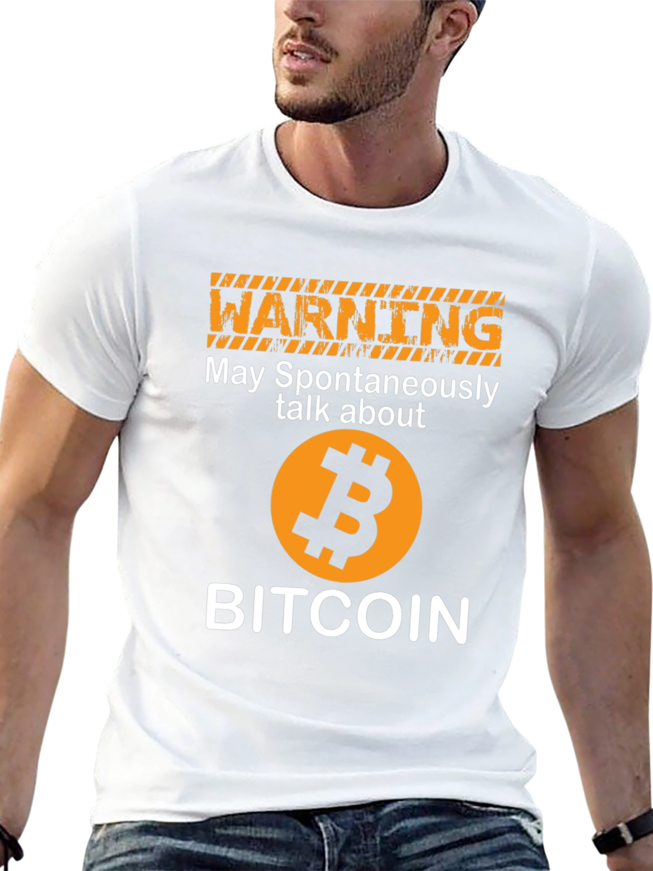 Bitcoin Warning Graphic T-Shirt Crypto Enthusiast Tee