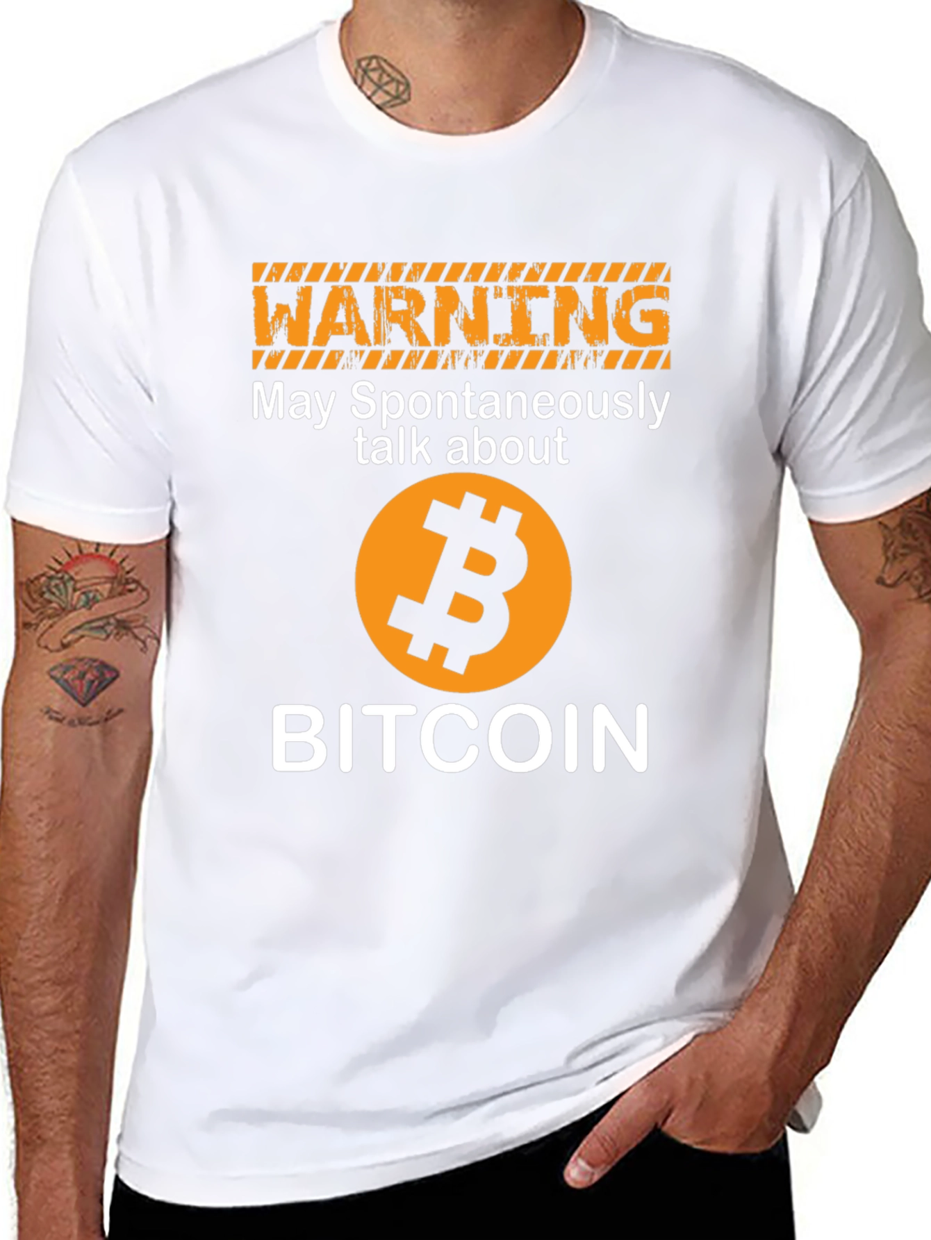 Bitcoin Warning Graphic T-Shirt Crypto Enthusiast Tee