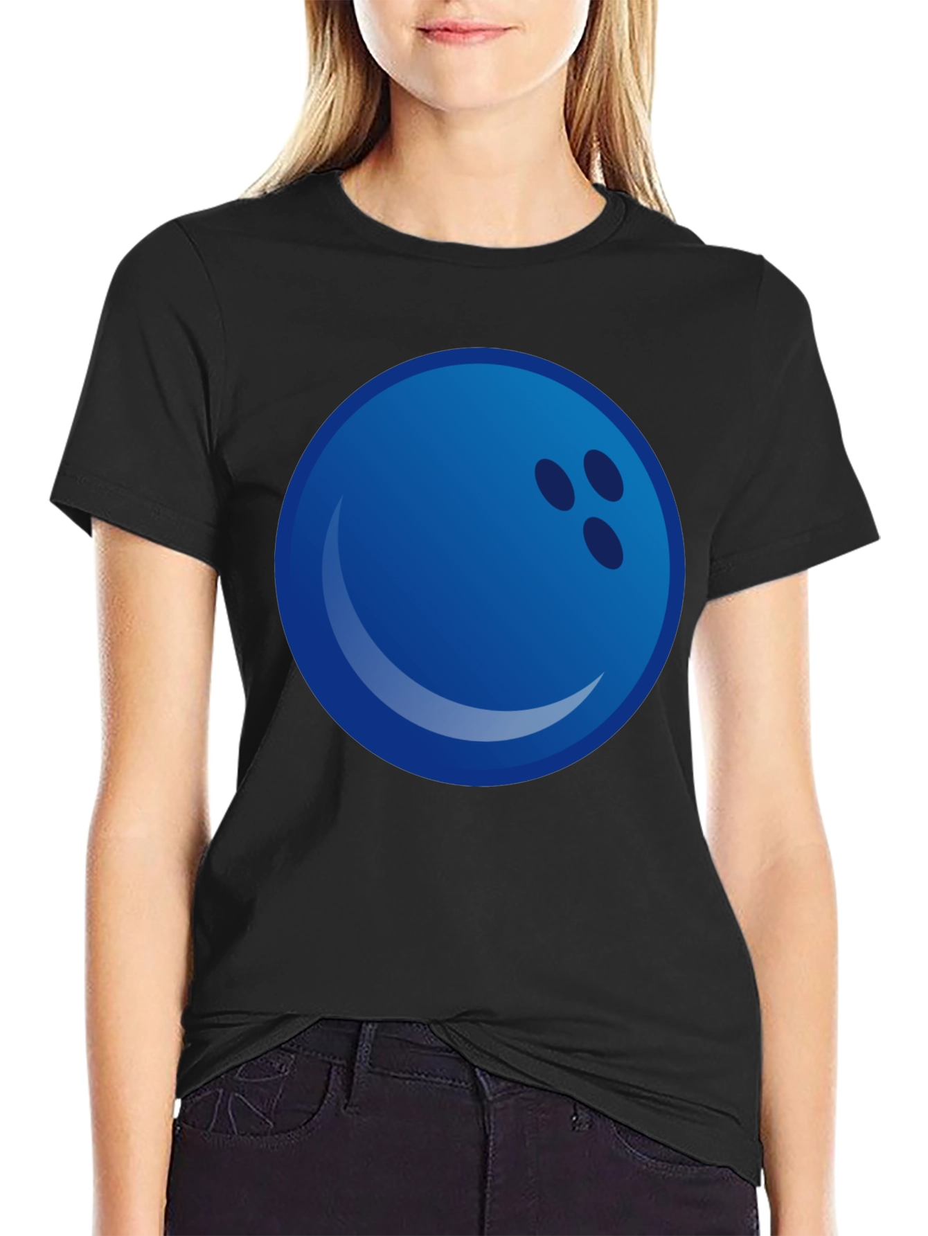 Blue Bowling Ball Graphic Tee - Strike Style!