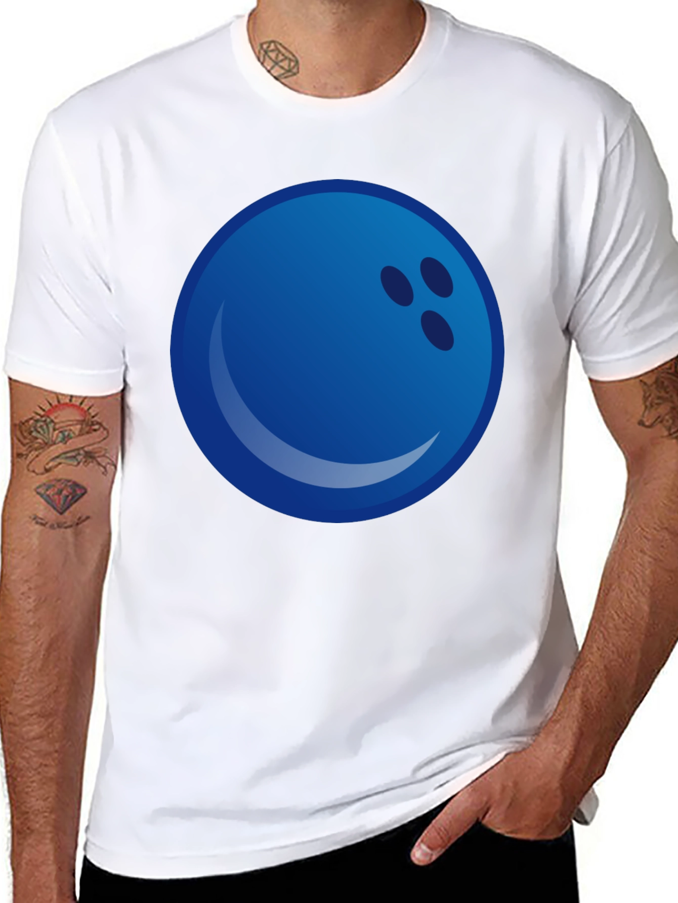 Blue Bowling Ball Graphic Tee - Strike Style!