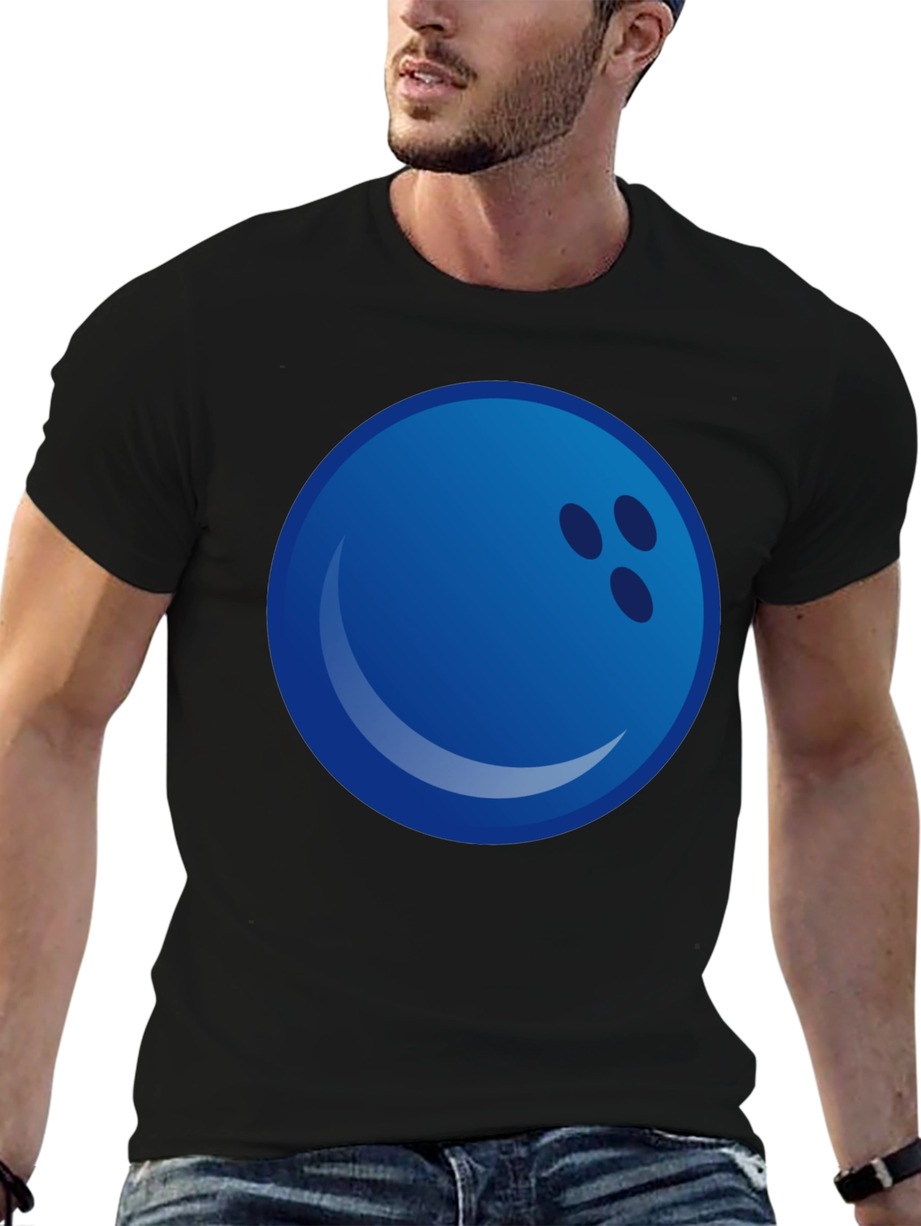 Blue Bowling Ball Graphic Tee - Strike Style!