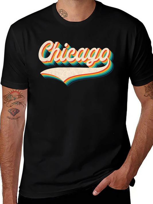 Retro Chicago Graphic Tee - Black T-Shirt