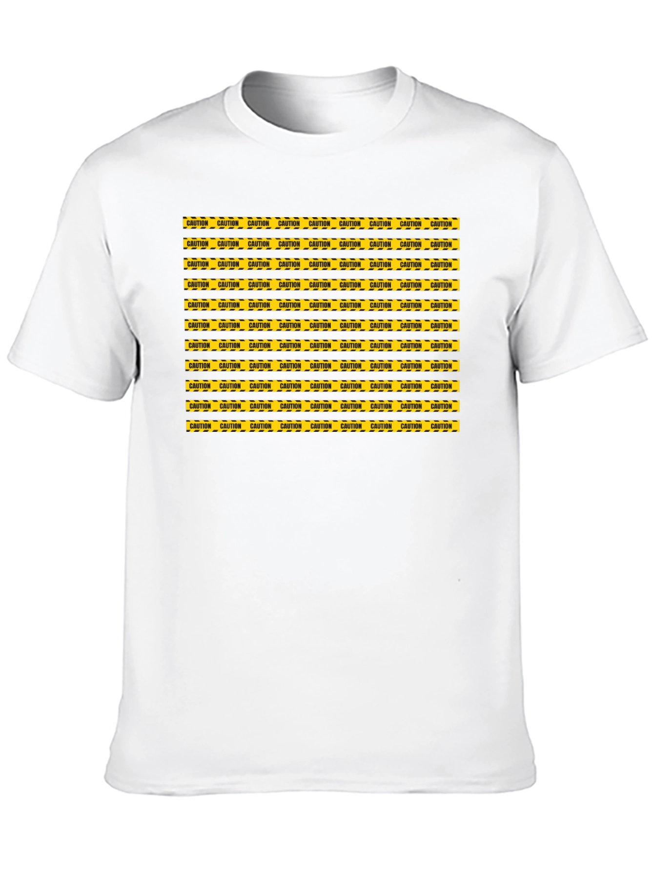 Caution Tape Pattern Graphic Tee - Black