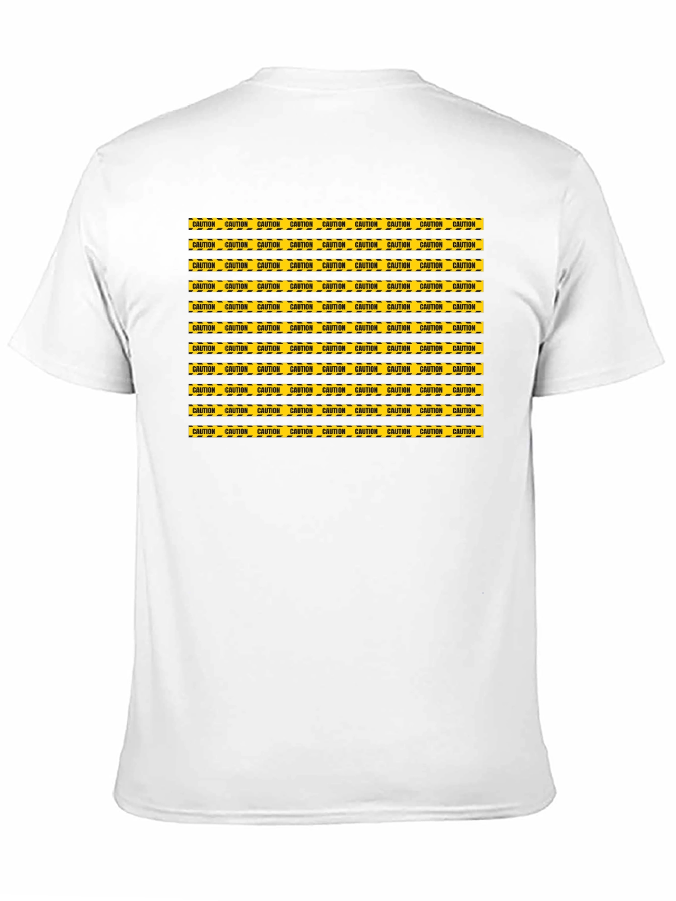 Caution Tape Pattern Graphic Tee - Black
