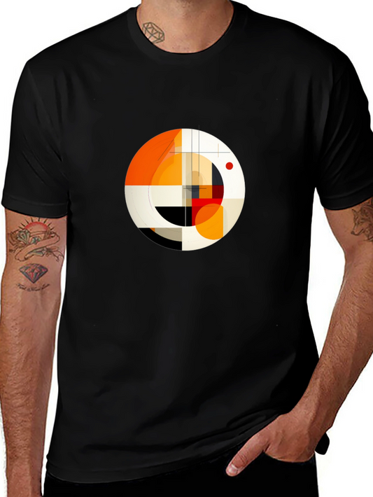 Abstract Geometric Circle Graphic Print Tee - Modern Art Shirt