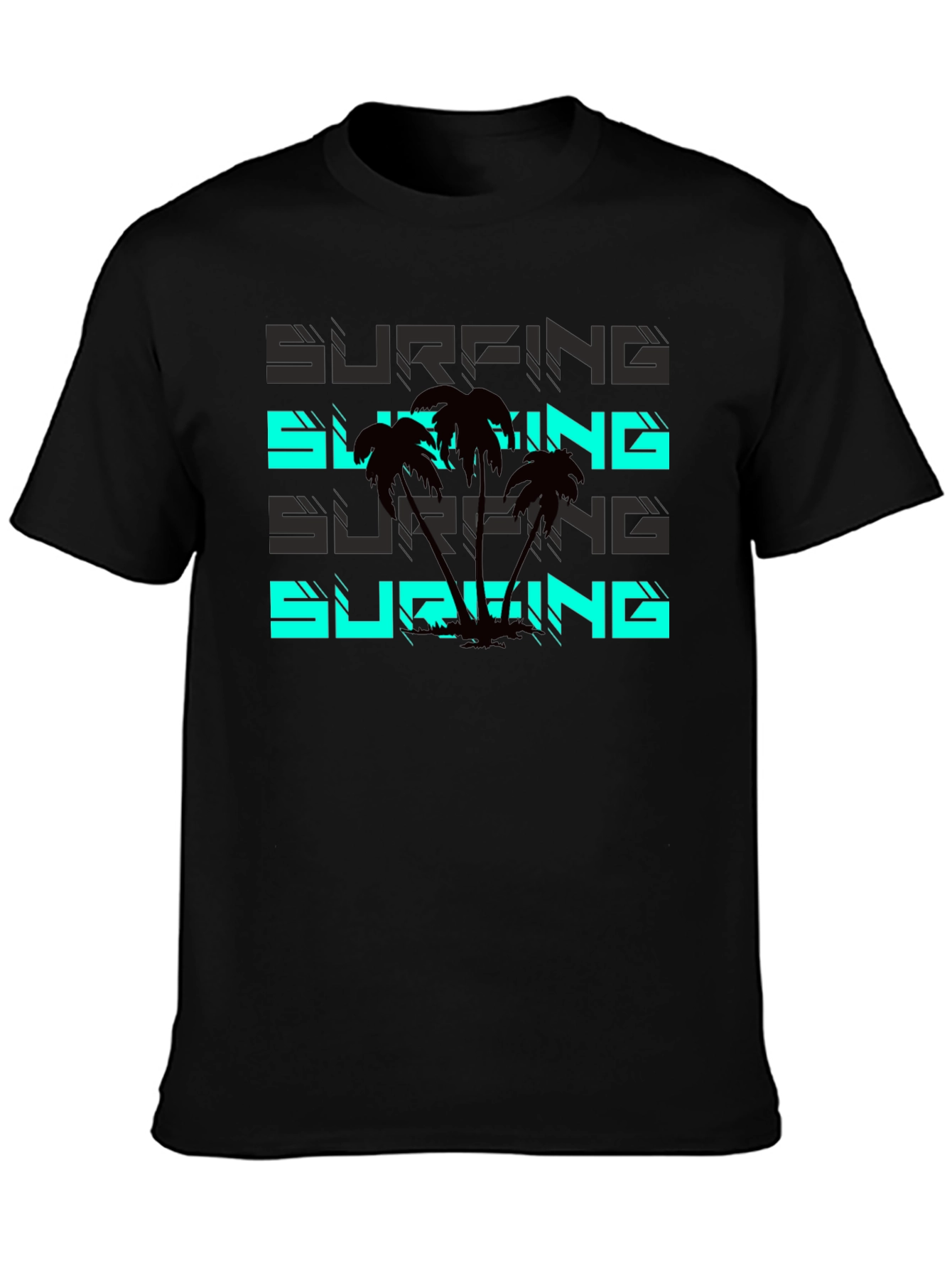 Surfing Palms Graphic Tee - Black