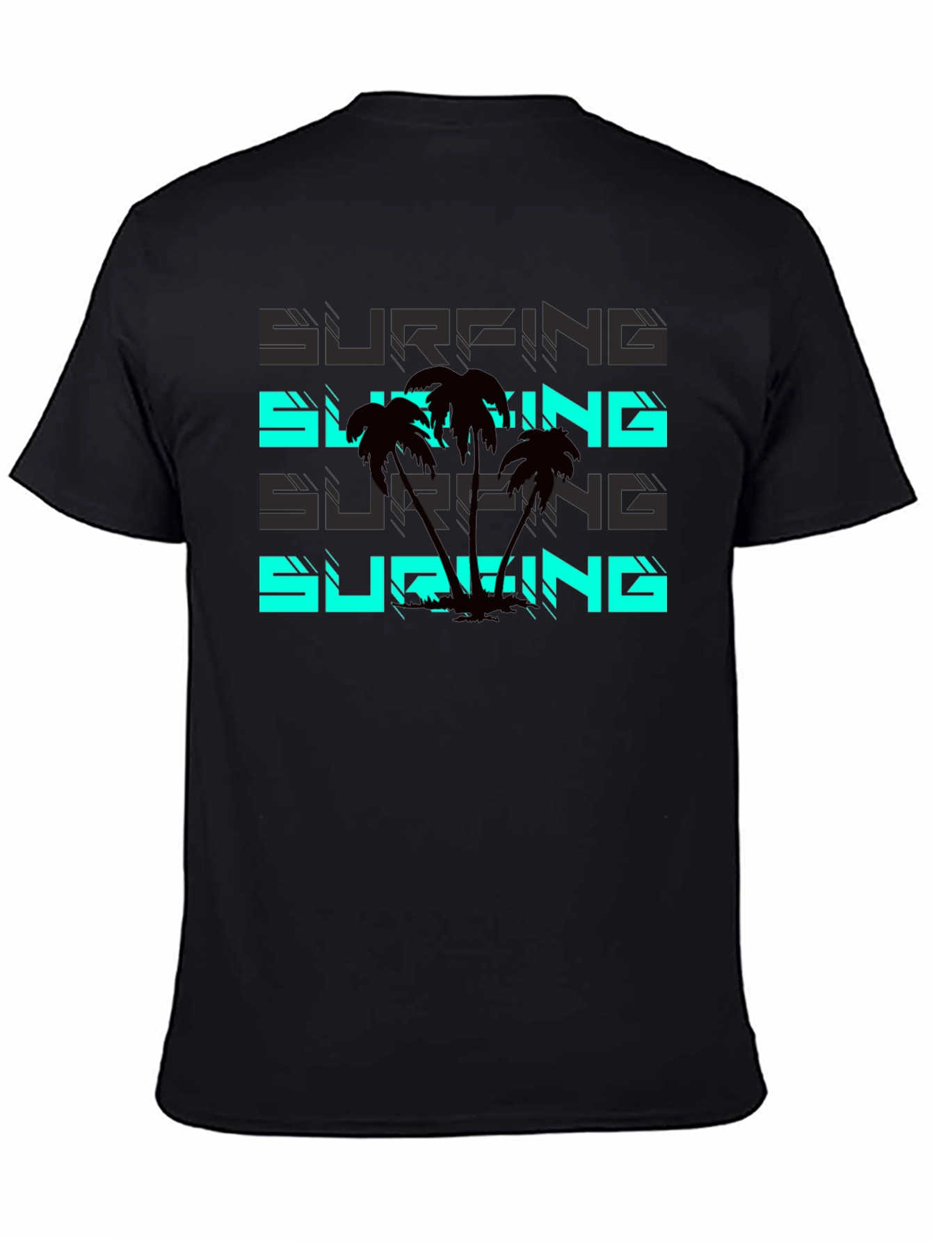 Surfing Palms Graphic Tee - Black