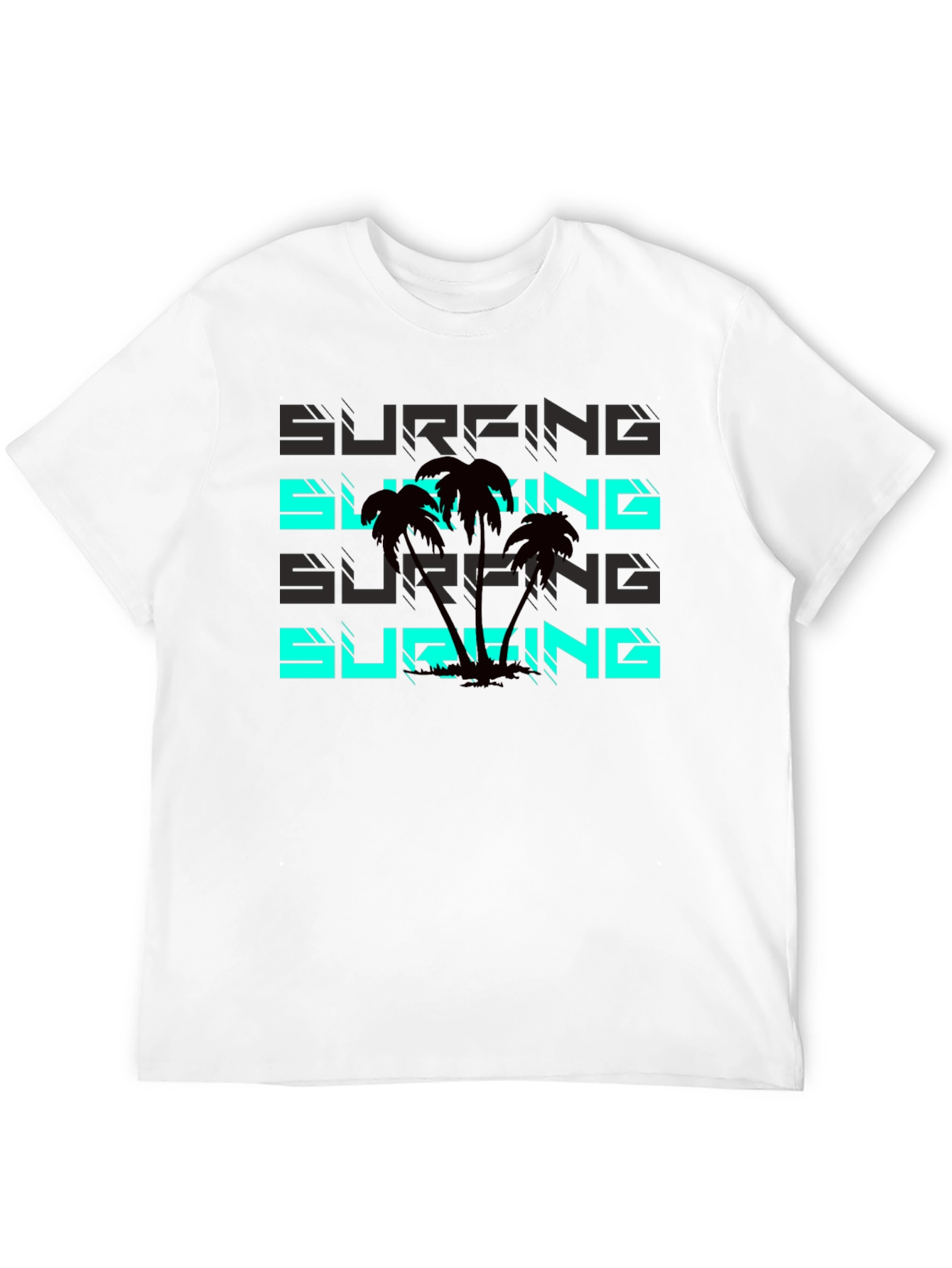 Surfing Palms Graphic Tee - Black