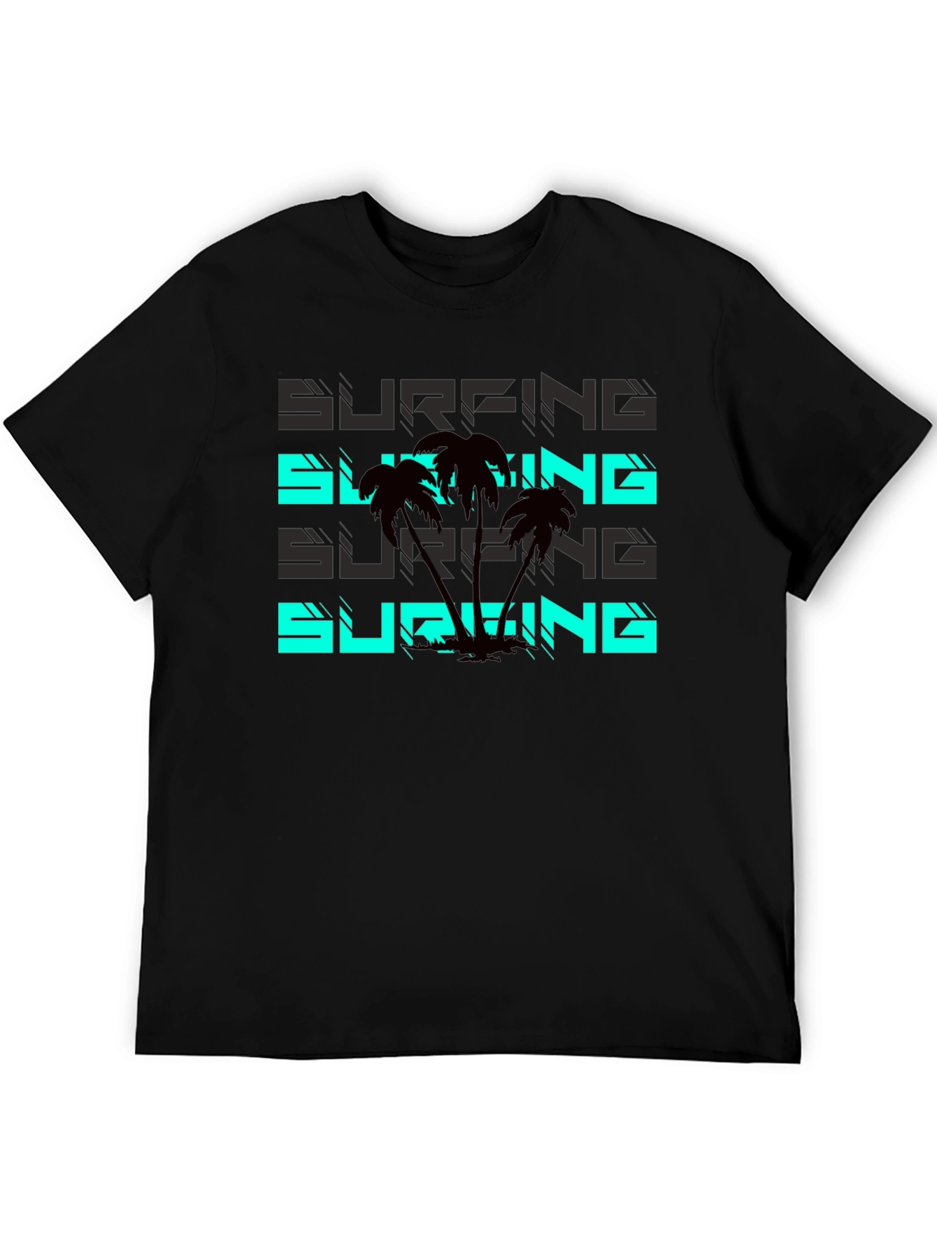 Surfing Palms Graphic Tee - Black