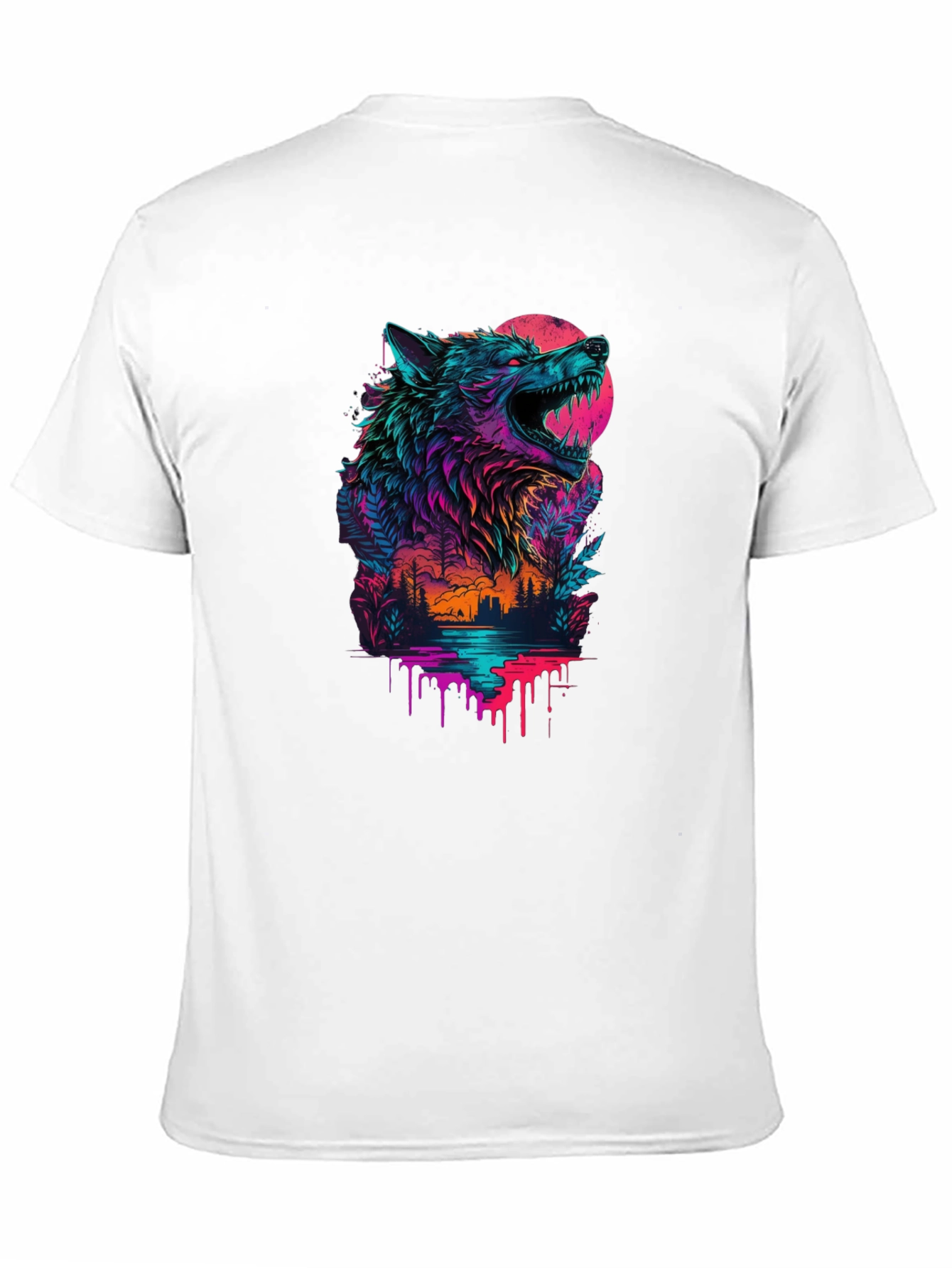 Neon Wolf Graphic Black T-Shirt