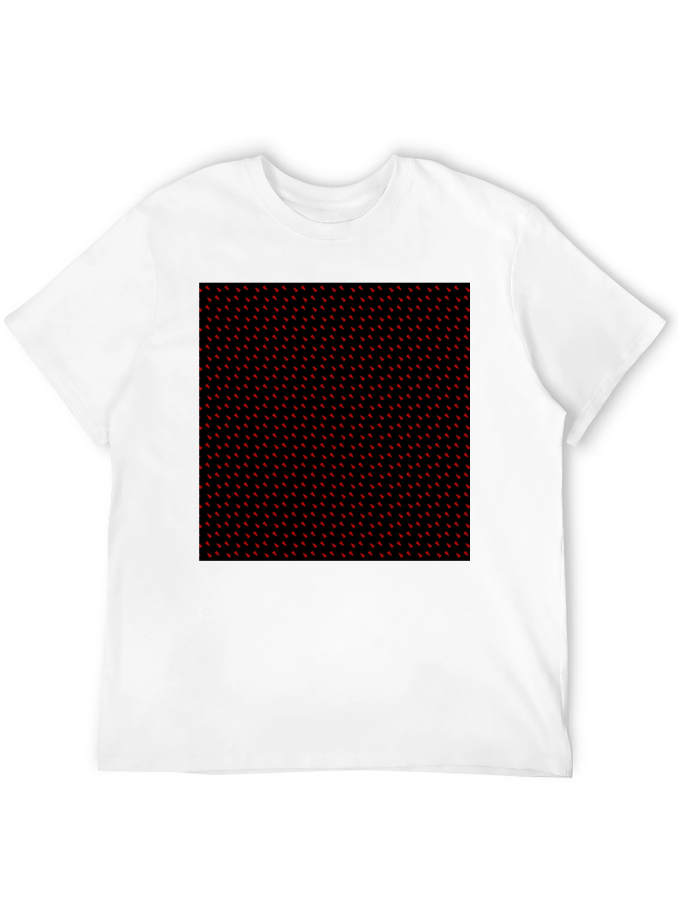 Red Accent Patterned Black Tee