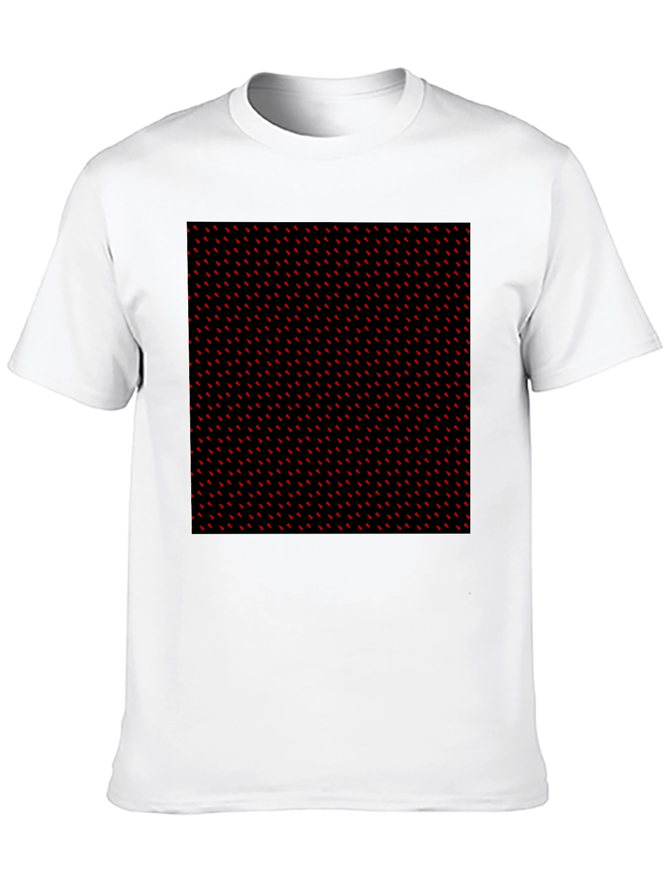 Red Accent Patterned Black Tee