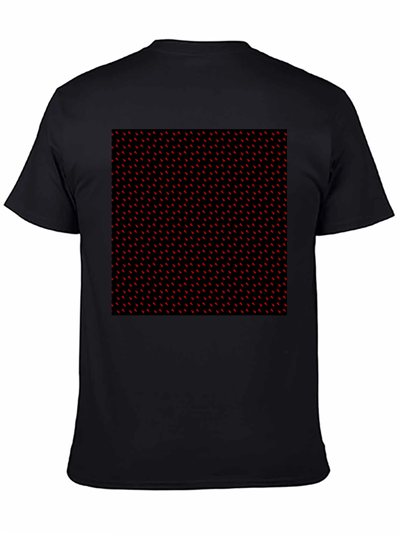 Red Accent Patterned Black Tee