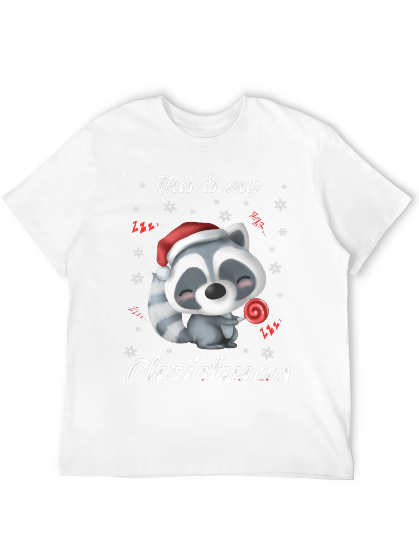 Cute Christmas Raccoon Graphic T-Shirt