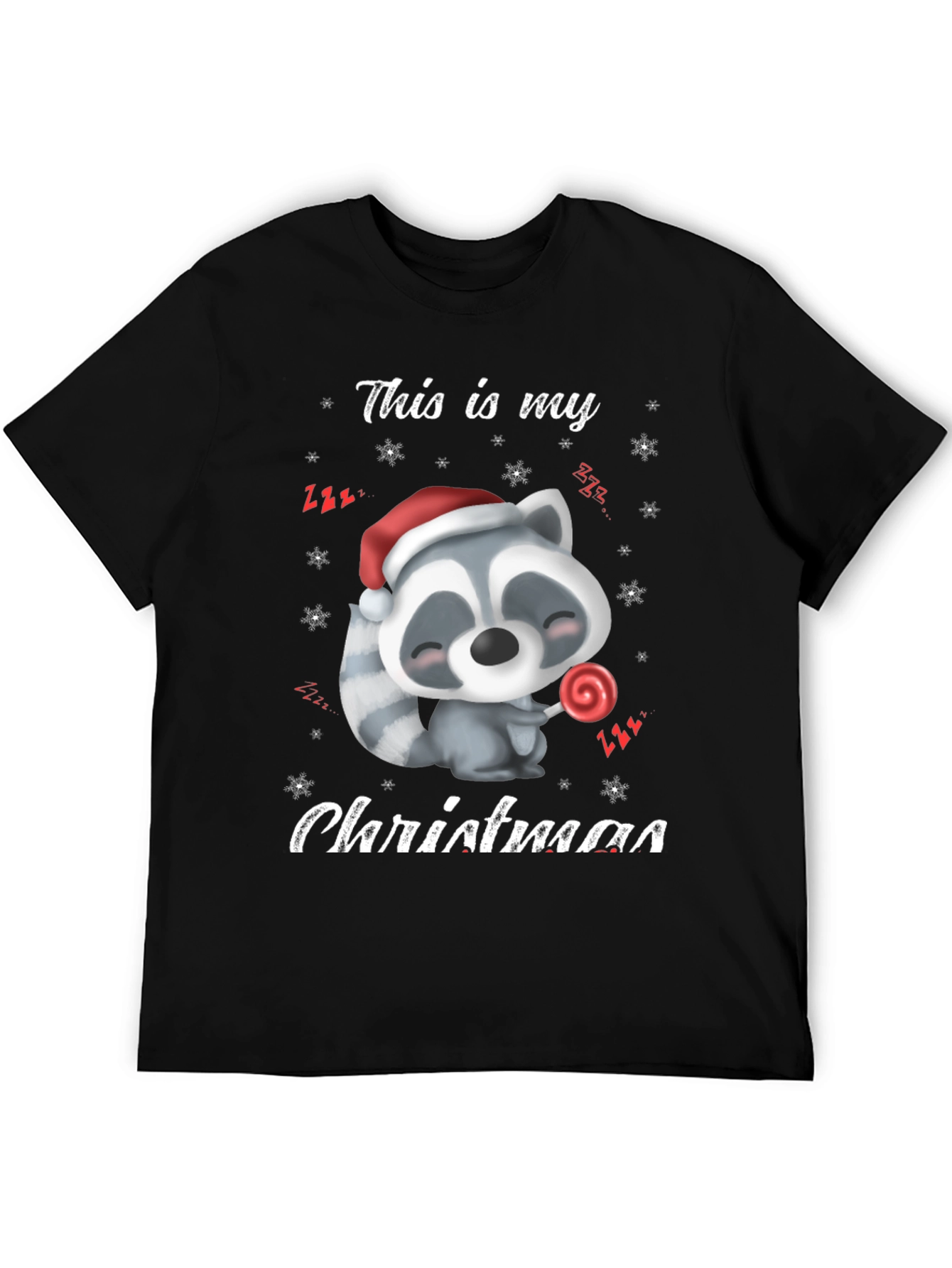 Cute Christmas Raccoon Graphic T-Shirt