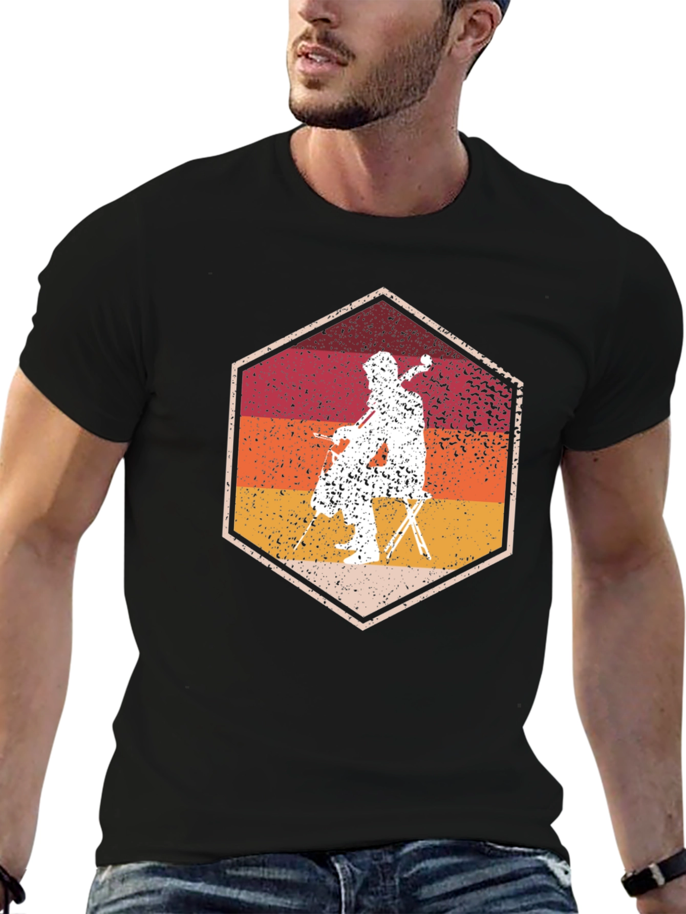 Cello Player Graphic Tee - Retro Style