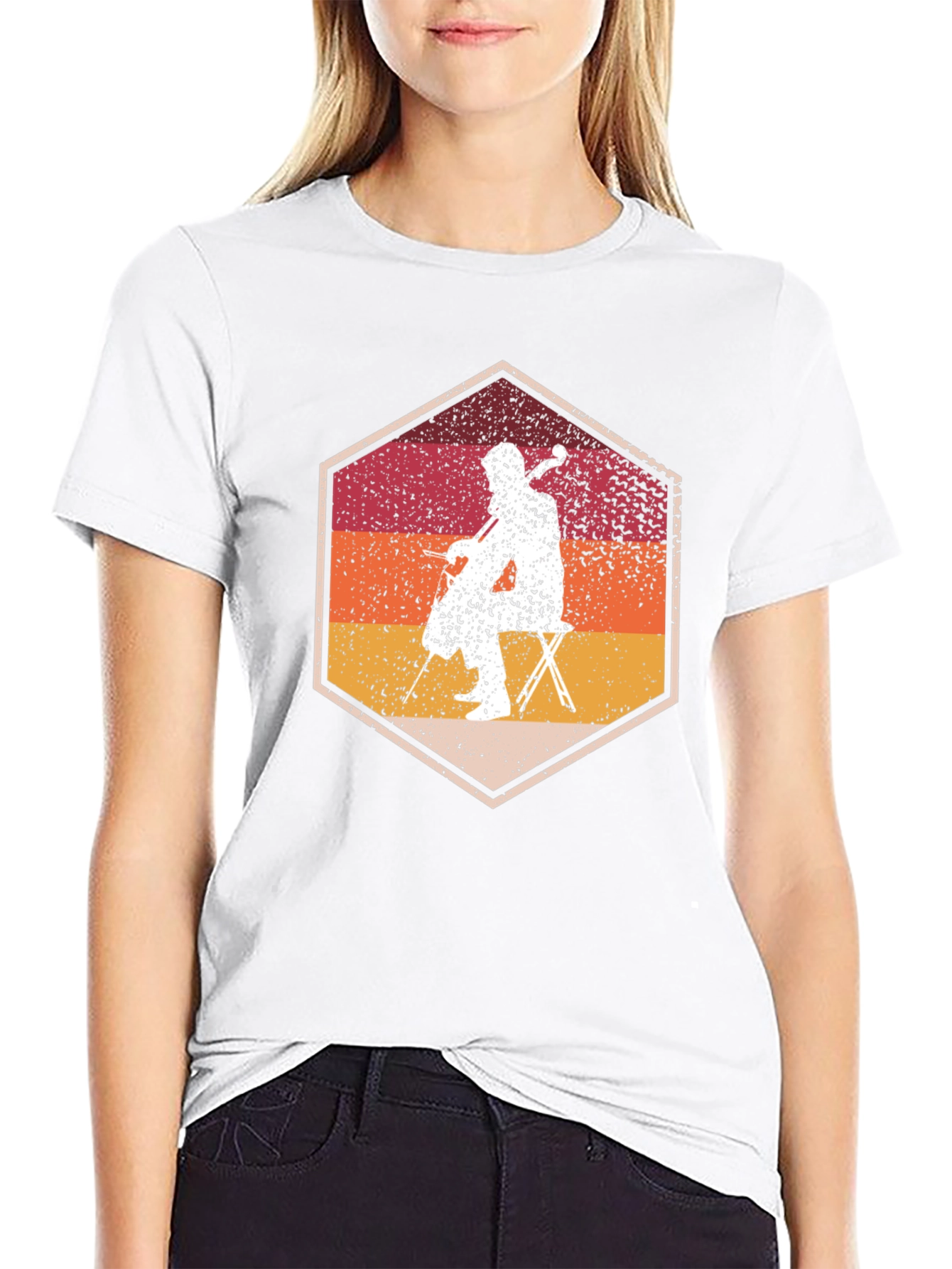 Cello Player Graphic Tee - Retro Style