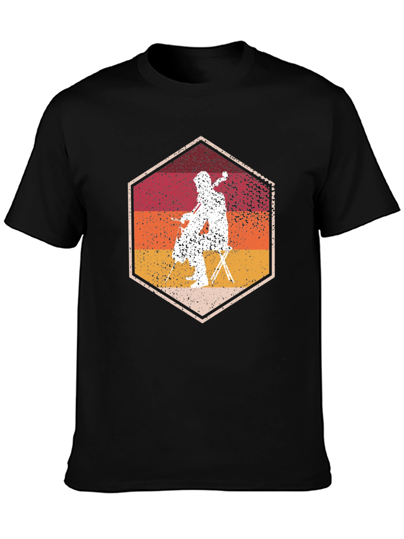 Cello Player Graphic Tee - Retro Style