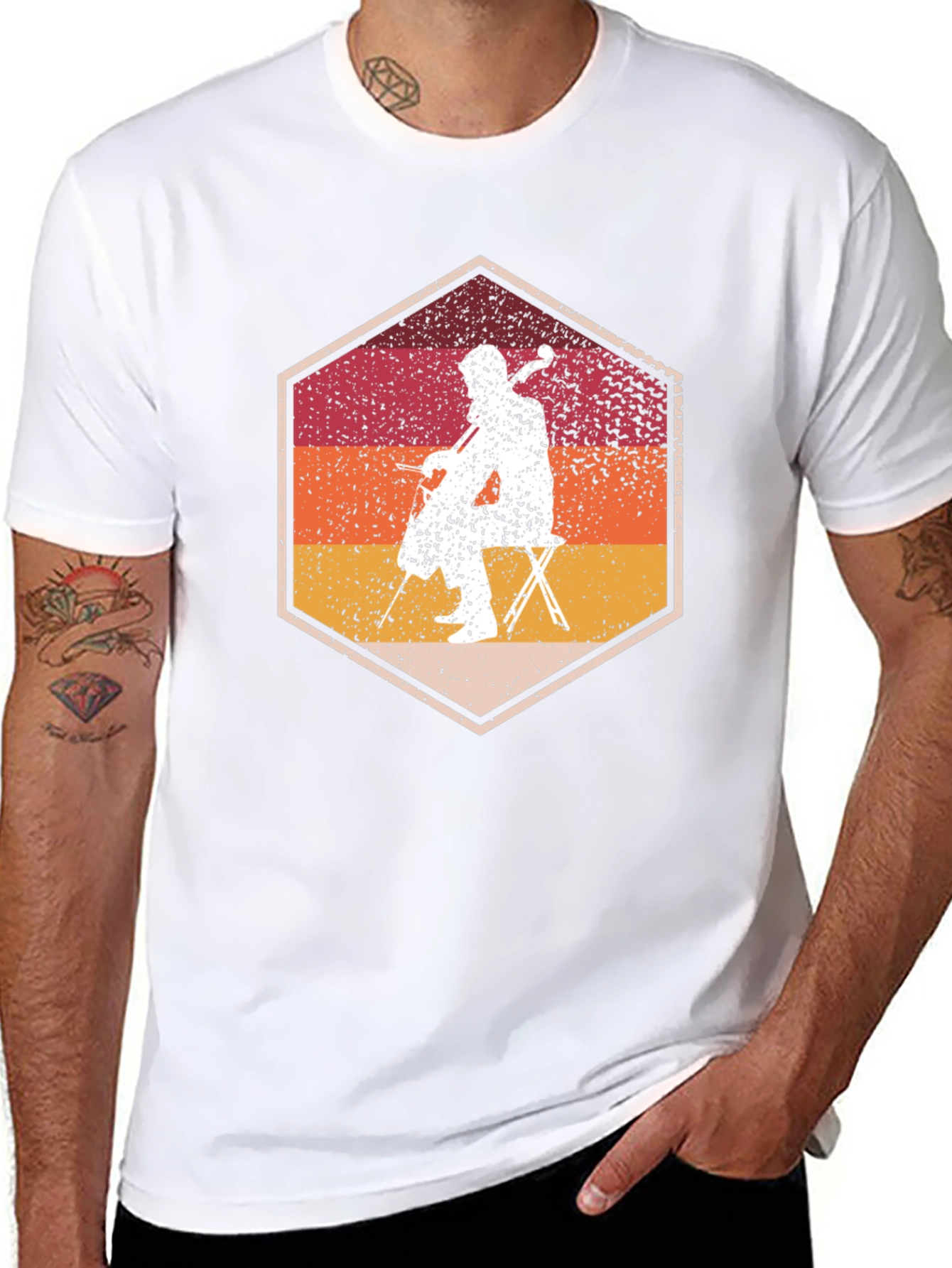 Cello Player Graphic Tee - Retro Style