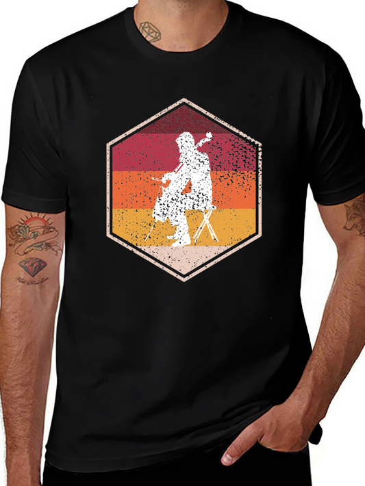 Cello Player Graphic Tee - Retro Style