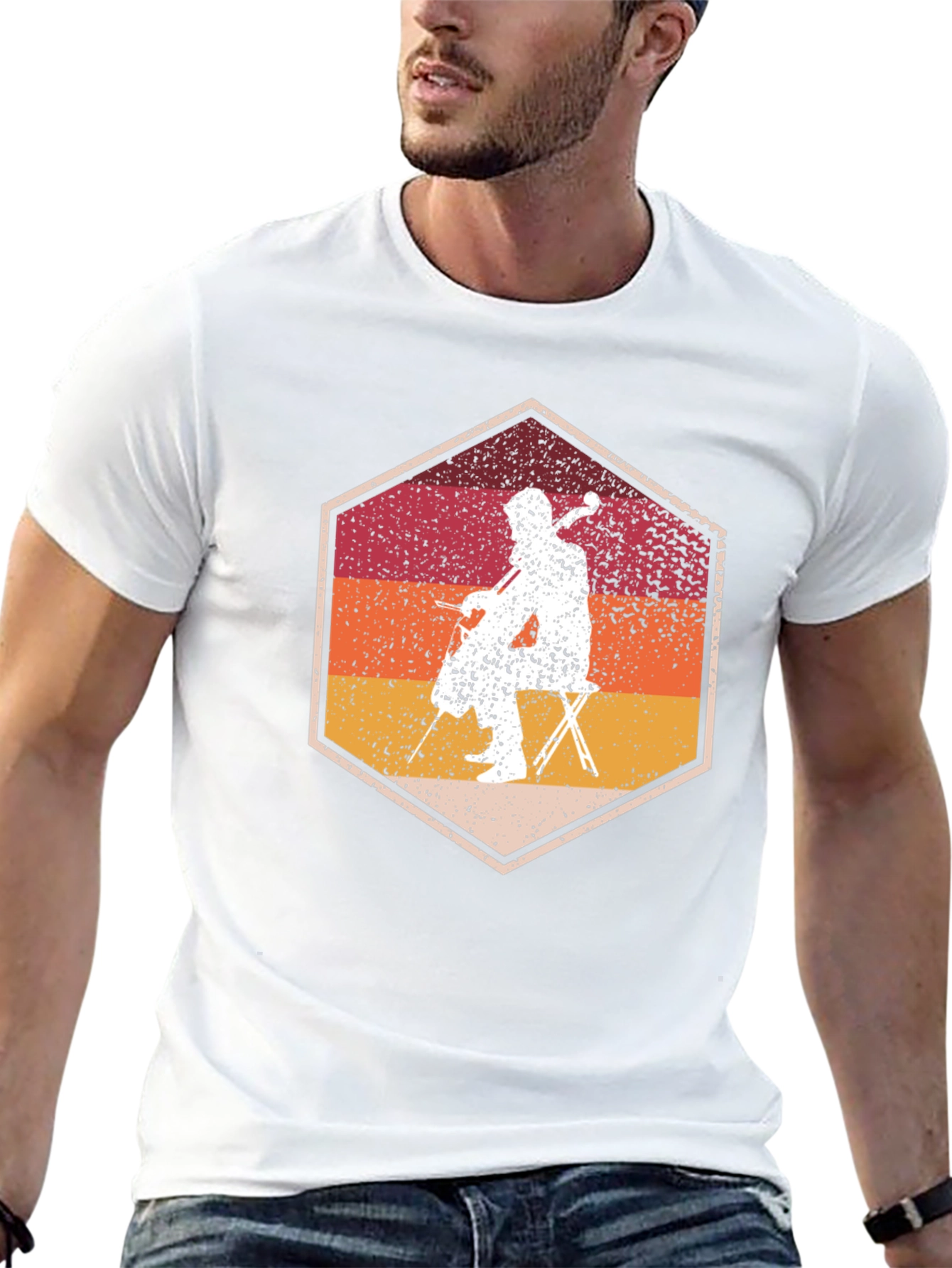 Cello Player Graphic Tee - Retro Style