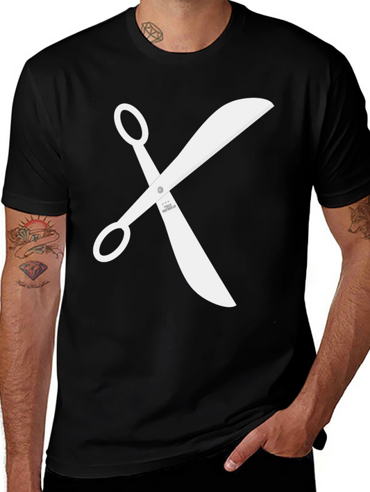 Scissors Graphic Tee - Black Casual T-Shirt
