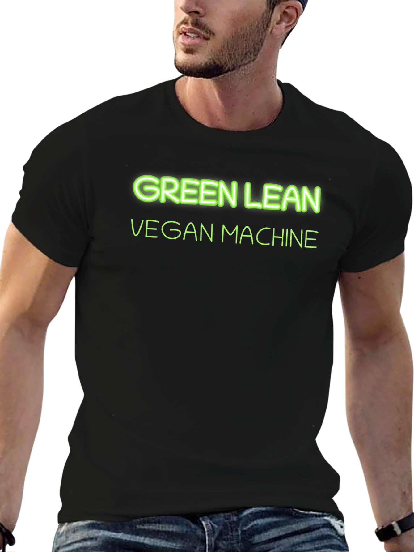 Green Lean Vegan Machine Black T-Shirt