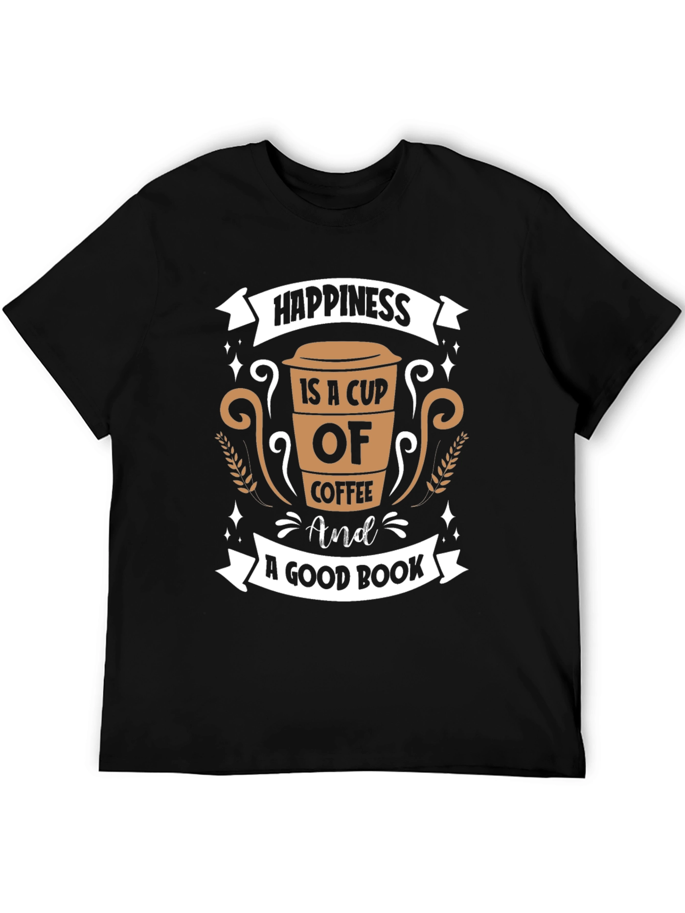 Coffee and Book Lovers T-Shirt - Happiness Design
