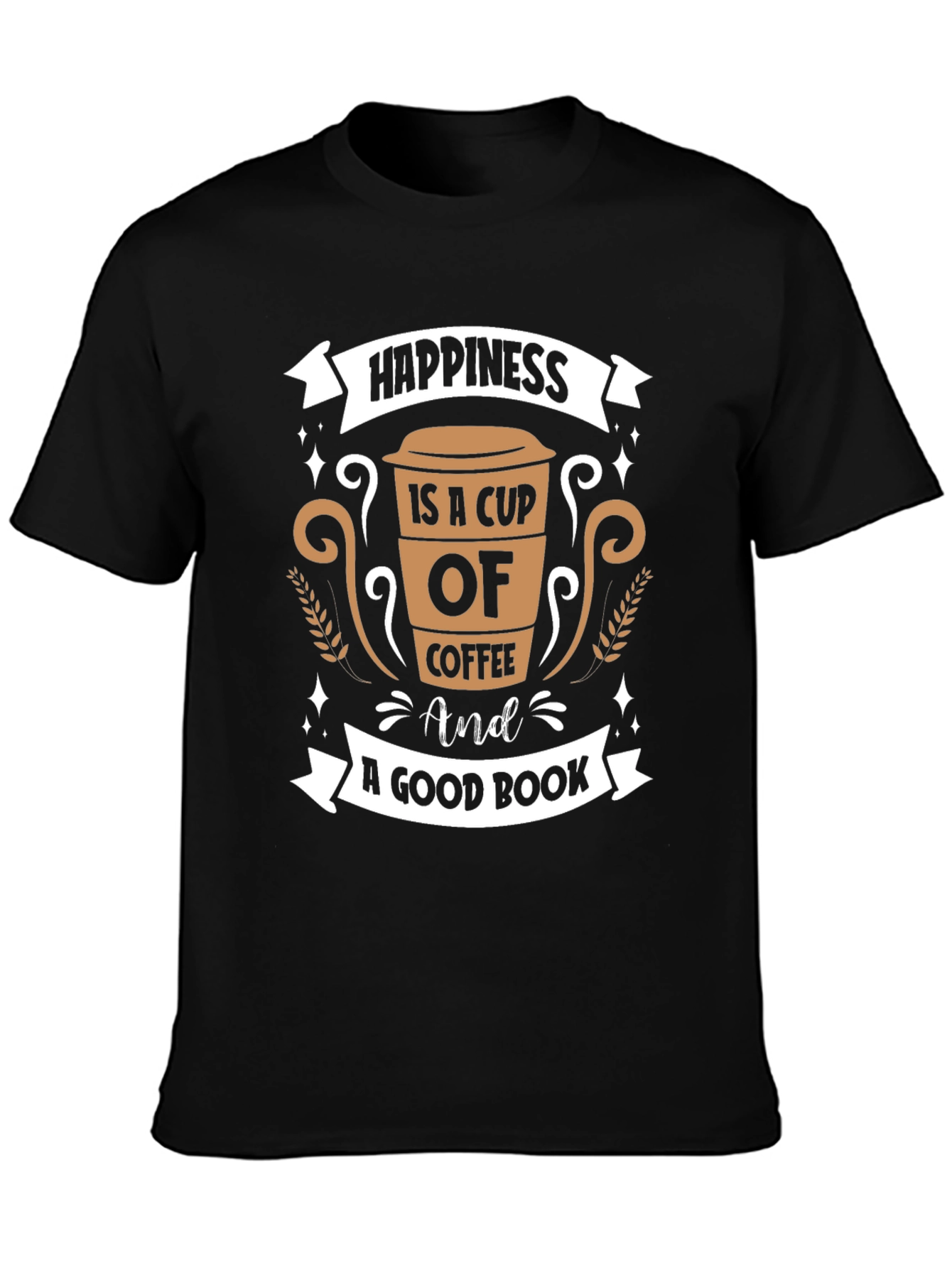 Coffee and Book Lovers T-Shirt - Happiness Design