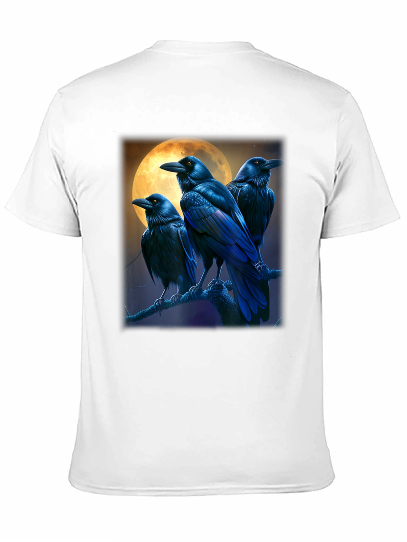 Raven Moon Graphic Tee - Black Cotton T-Shirt