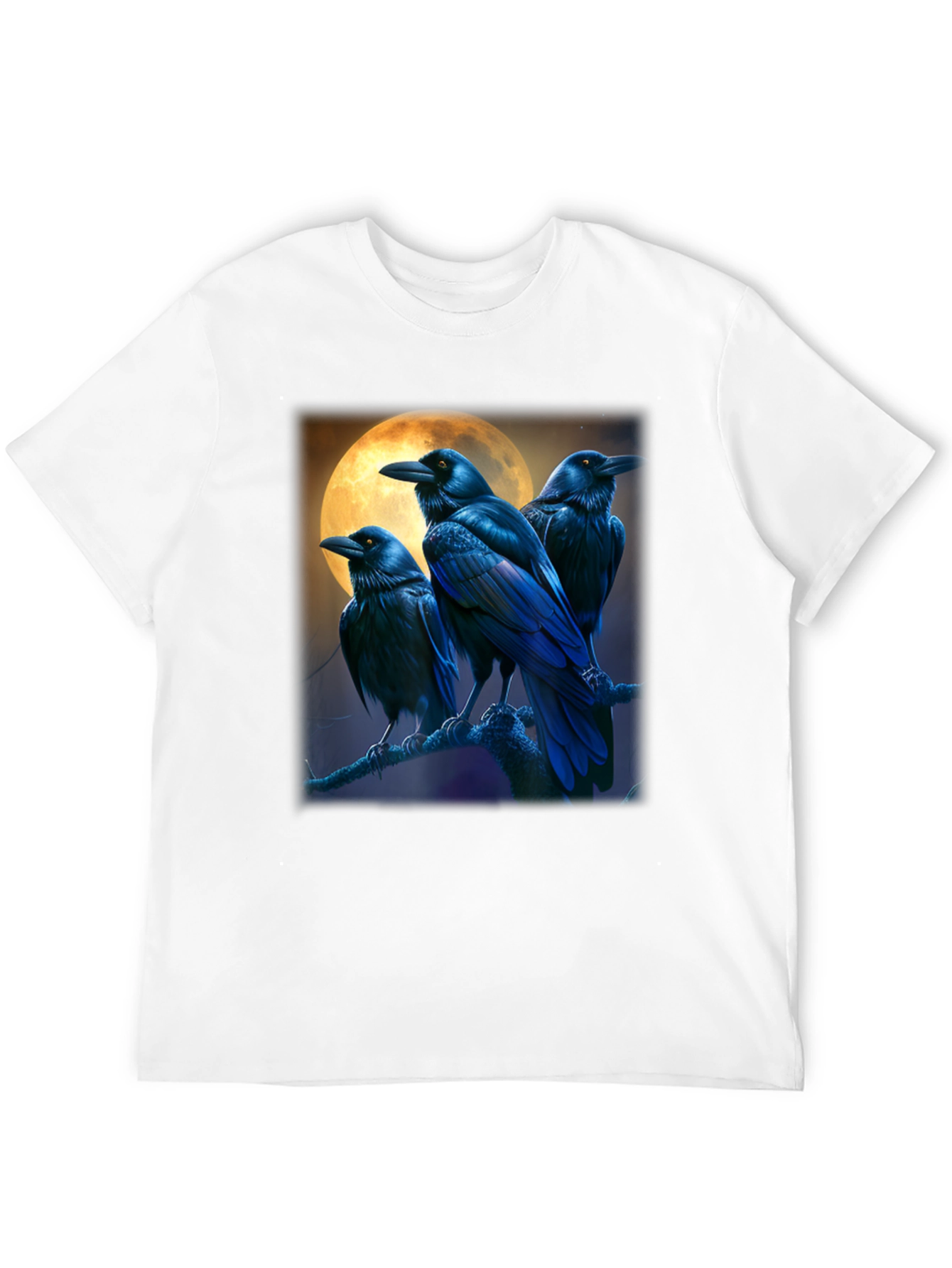 Raven Moon Graphic Tee - Black Cotton T-Shirt