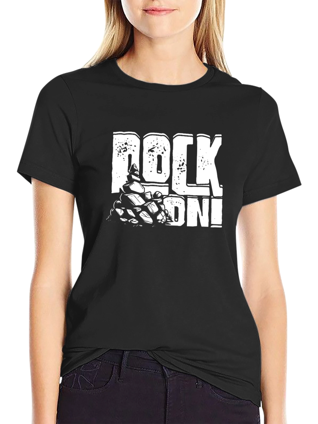 Rock On! Graphic Print Mens Black T-Shirt